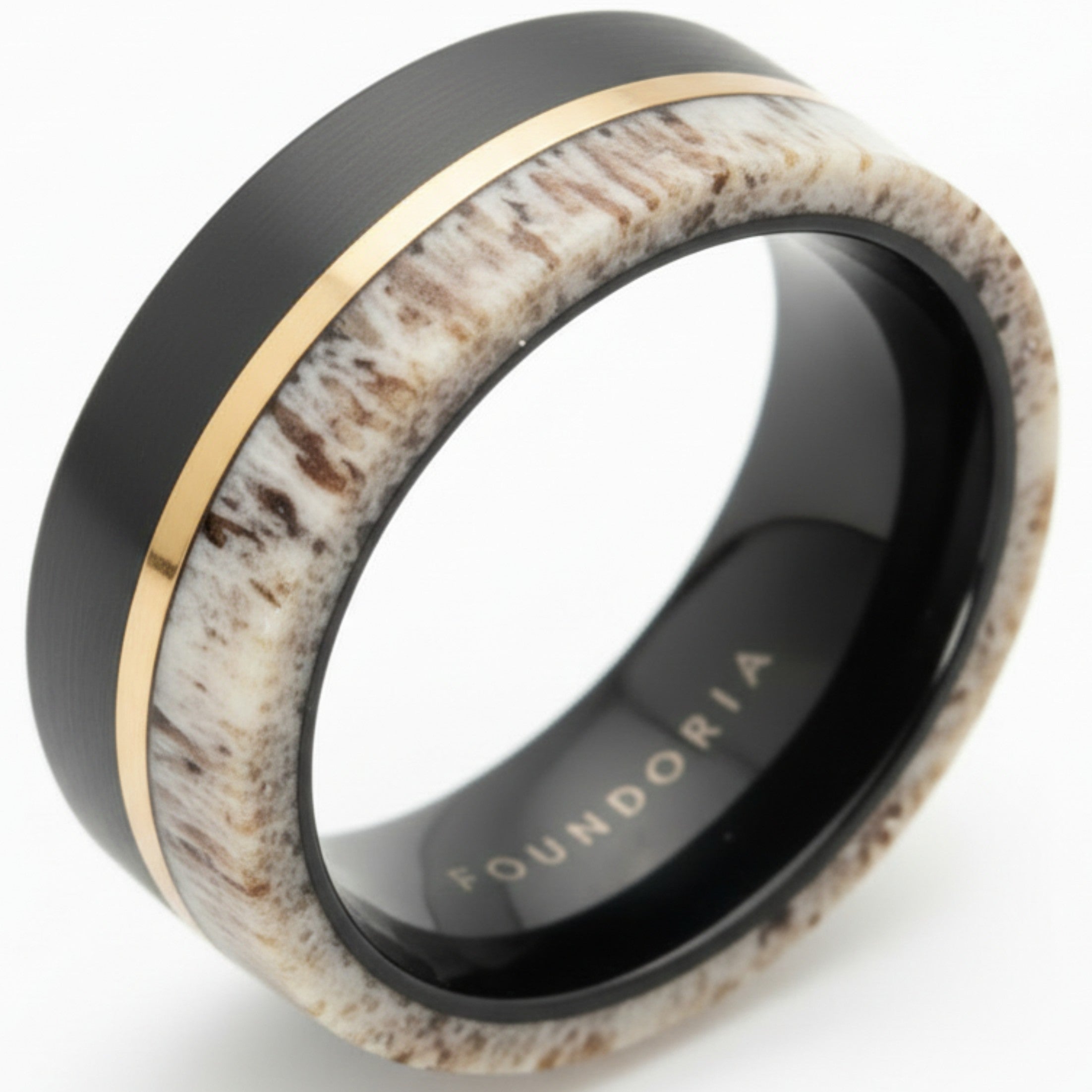 Antleris - Black Tungsten Ring with Wide Antler