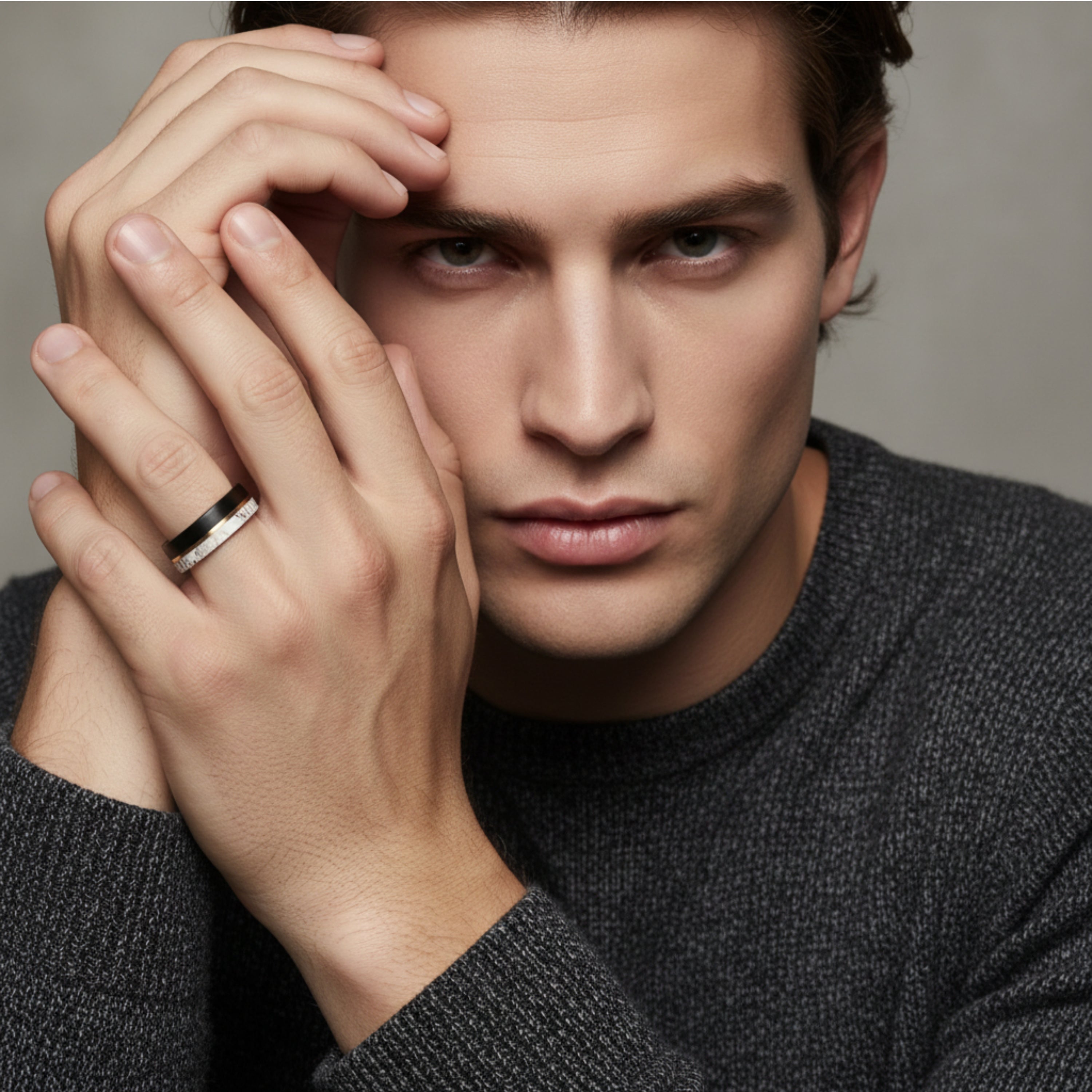 Antleris - Black Tungsten Ring with Wide Antler