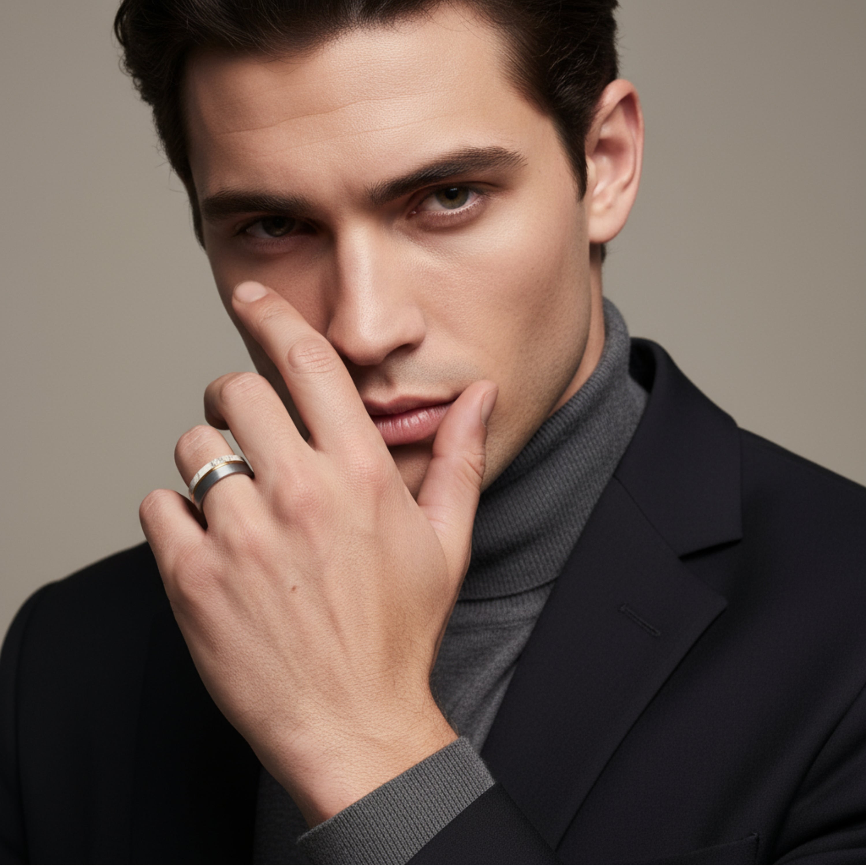 Antleris - Silver Tungsten Ring with Wide Antler