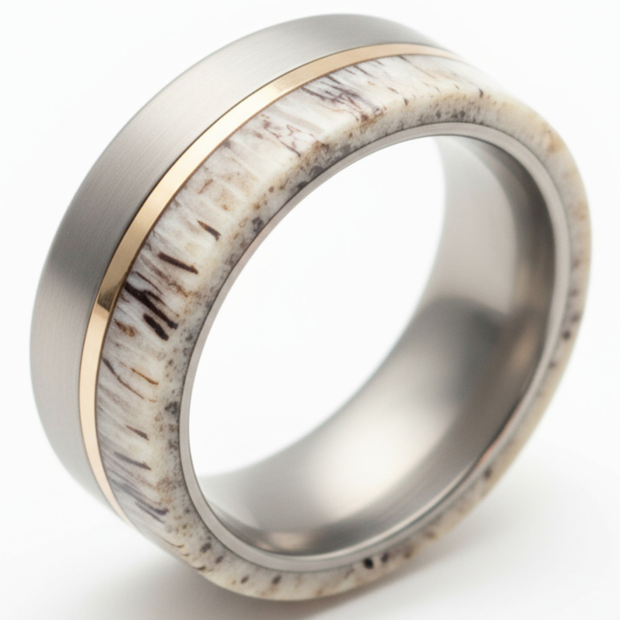 Antleris - Silver Tungsten Ring with Wide Antler