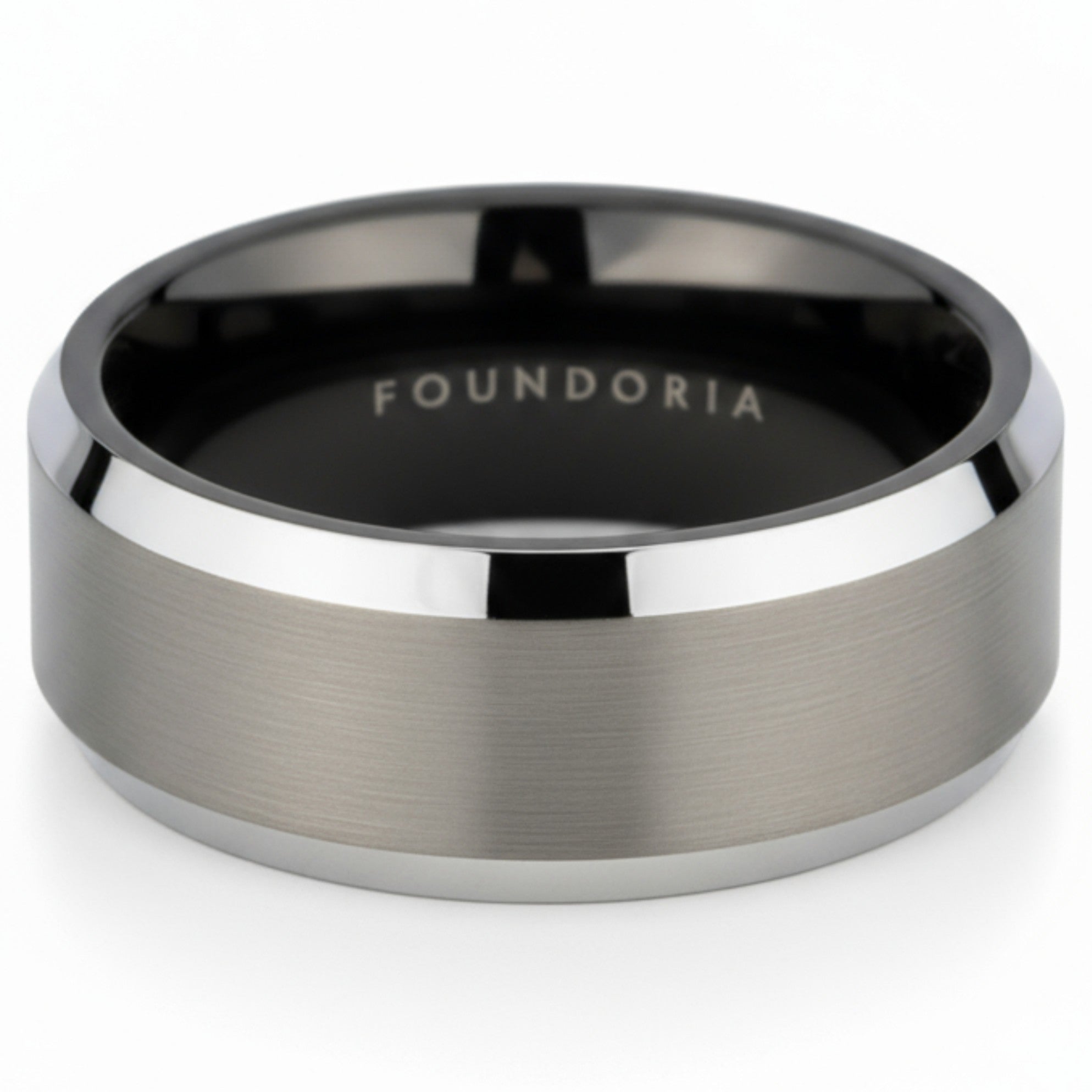 Argentis - Silver Tungsten Ring with Black Sleeve