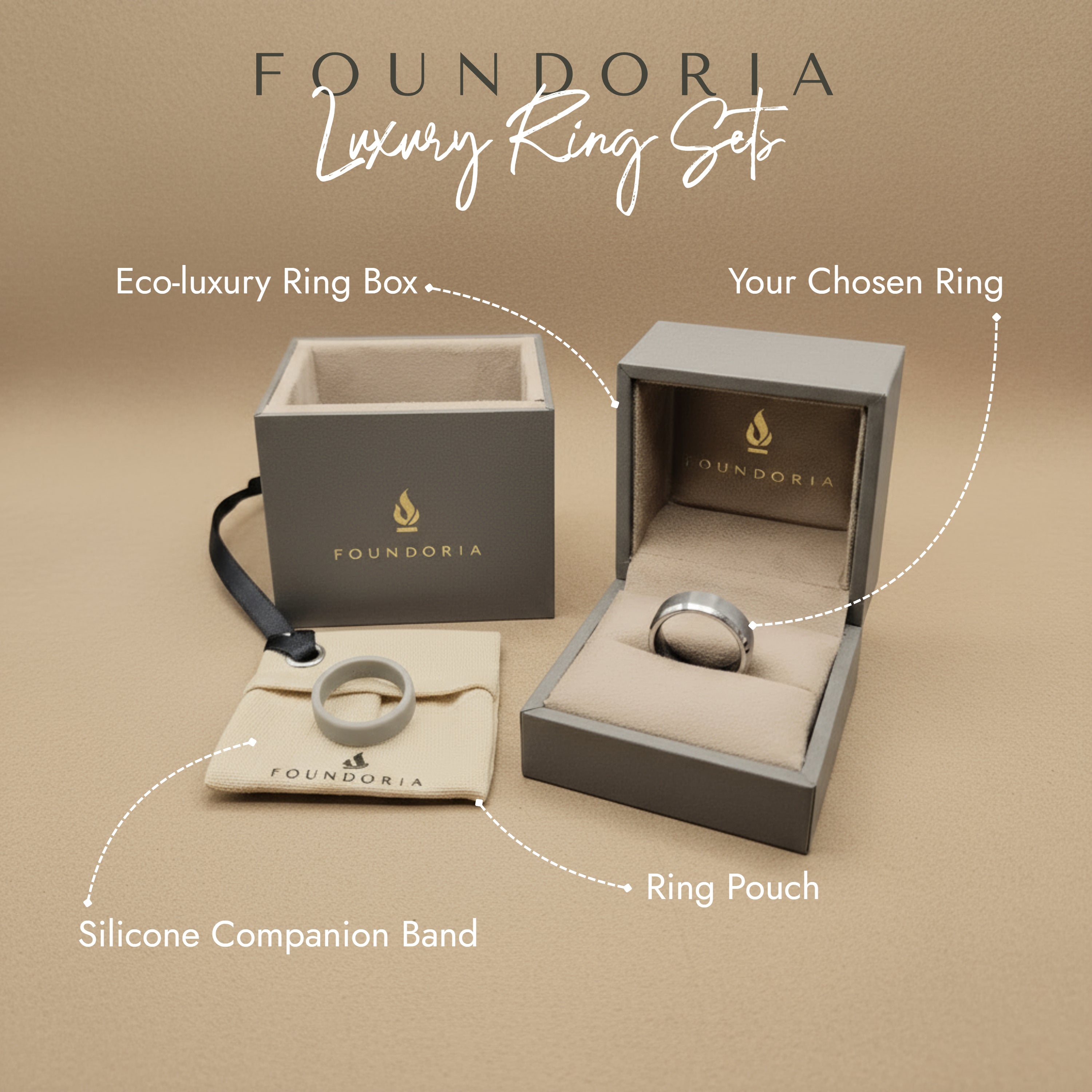 Argentis - Silver Tungsten Ring with Black Sleeve