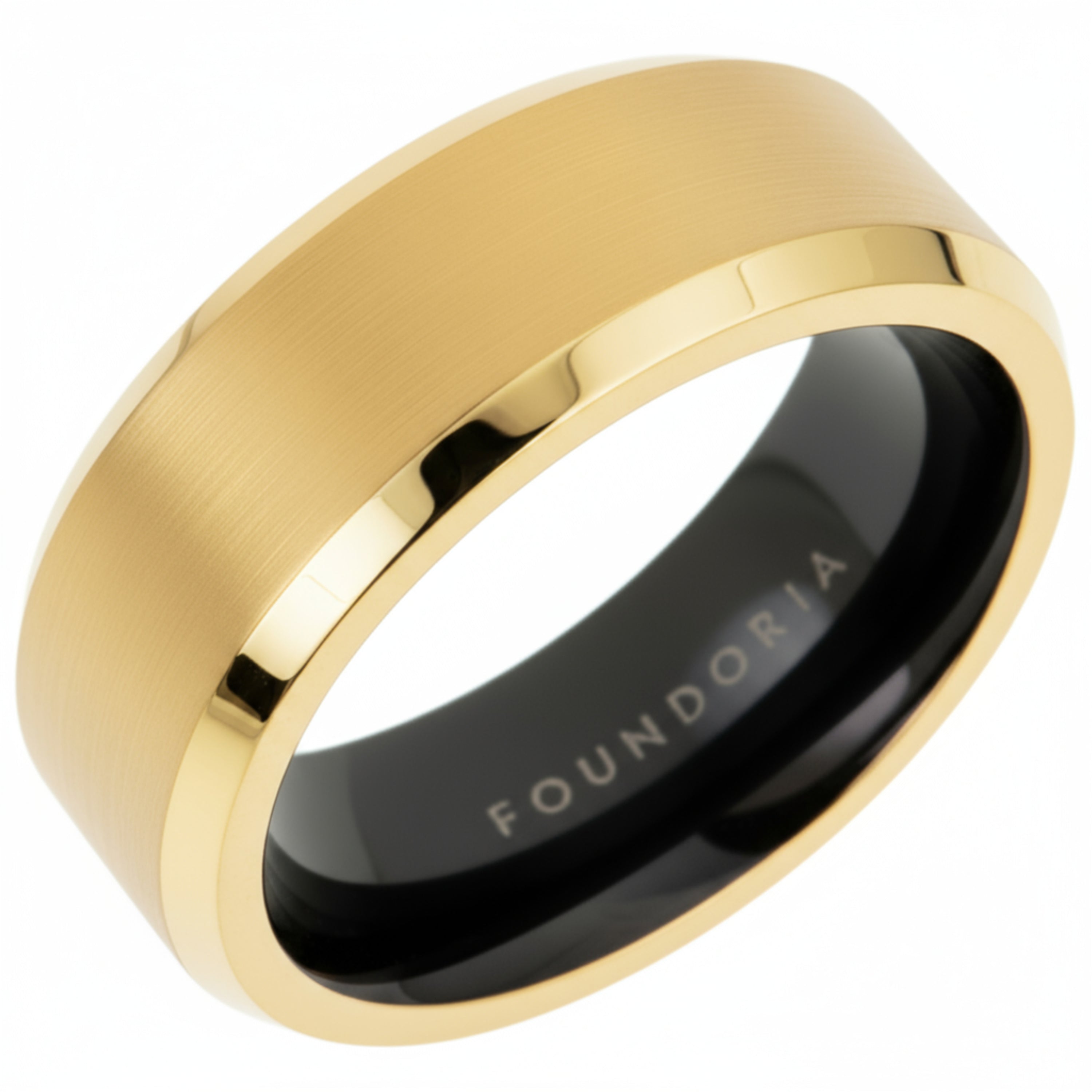 Aurion - 18K Gold Tungsten Ring with Black Sleeve