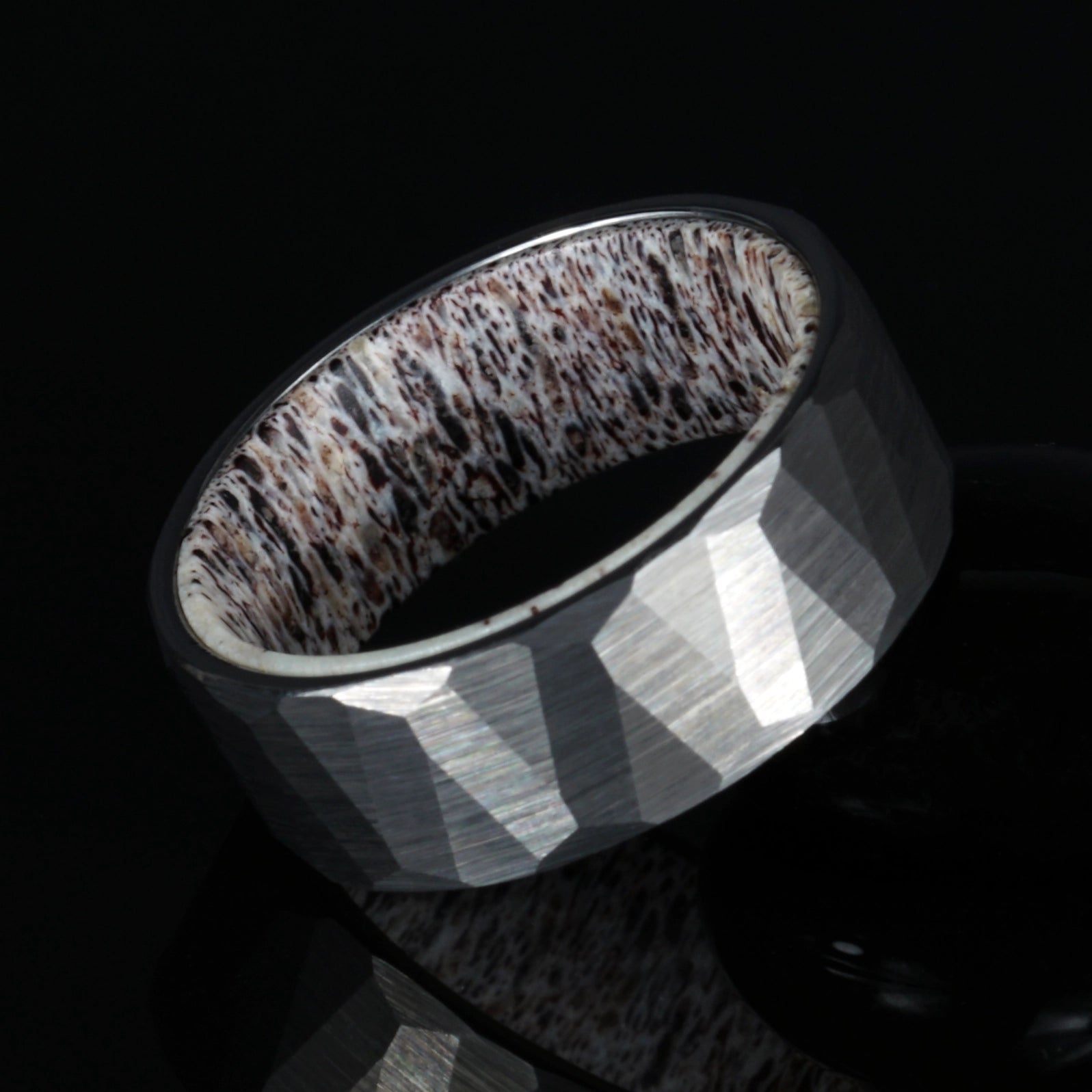 Cairn - Scottish Deer Antler Ring with Faceted Tungsten
