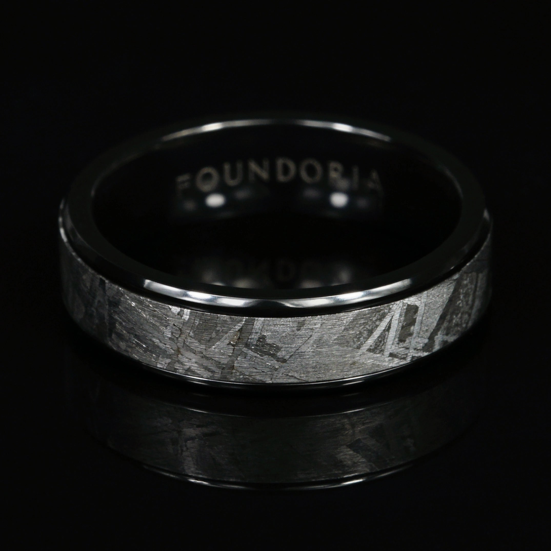 Erebus - Black Zirconium Ring with Meteorite Inlay
