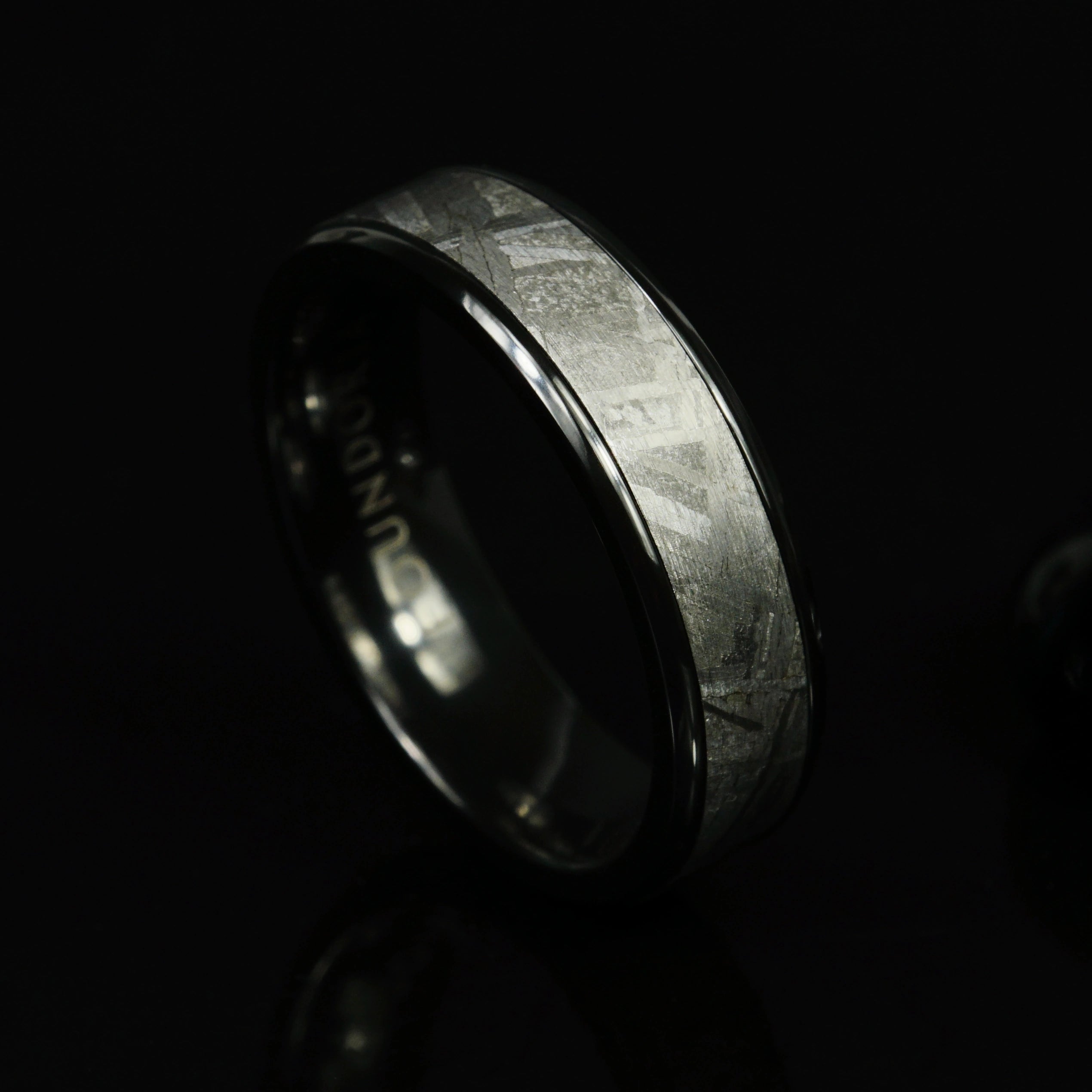 Erebus - Black Zirconium Ring with Meteorite Inlay
