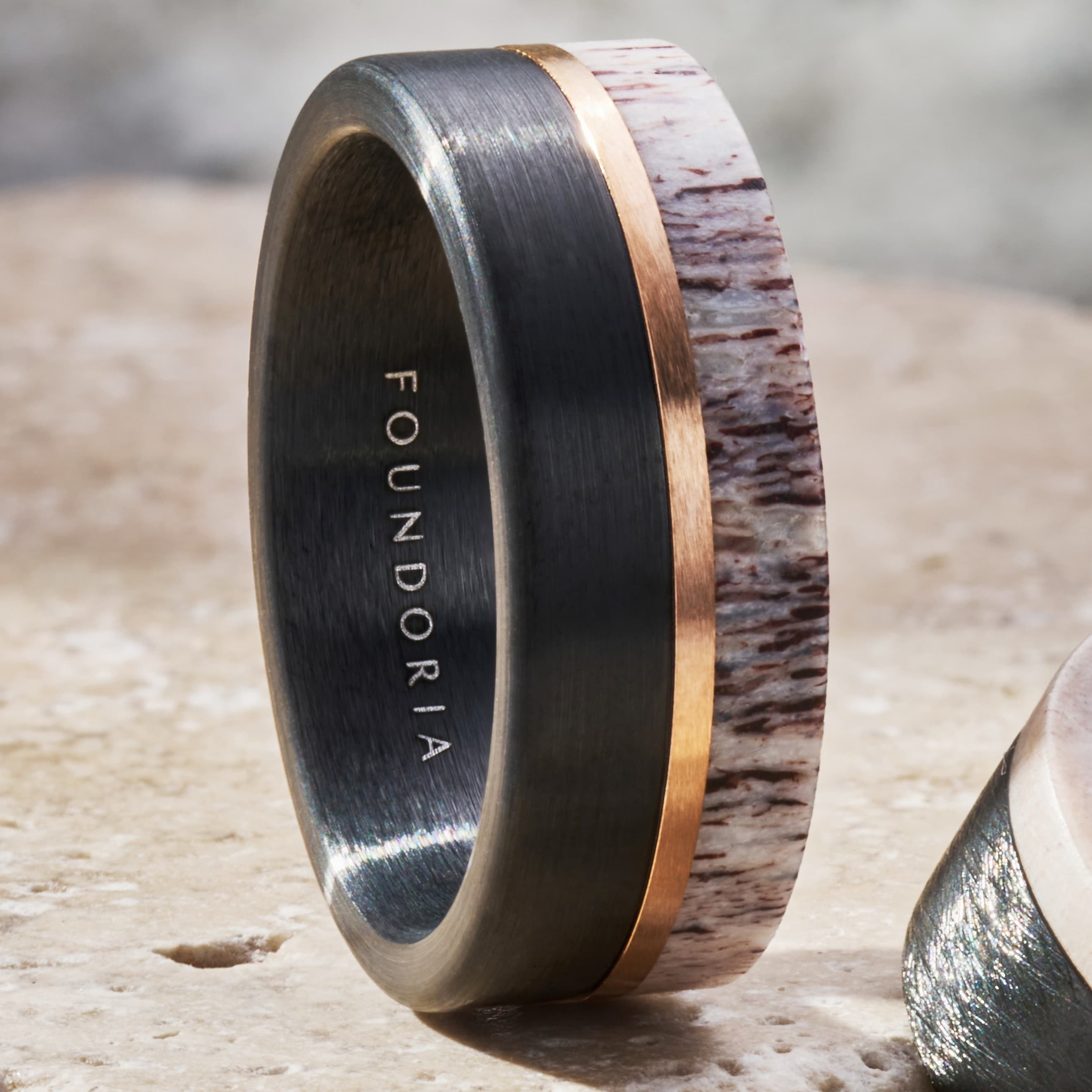 Antleris - Black Tungsten Ring with Wide Antler