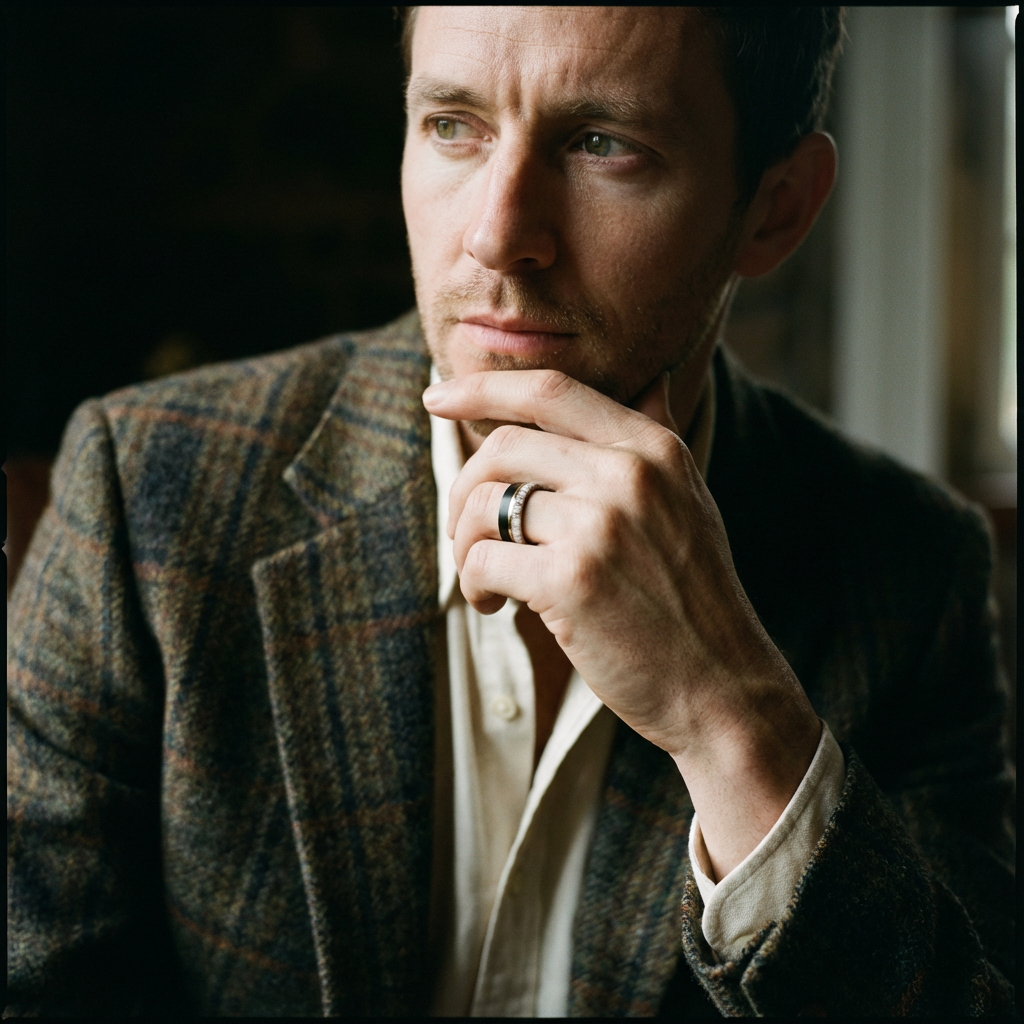 Antleris - Black Tungsten Ring with Wide Antler