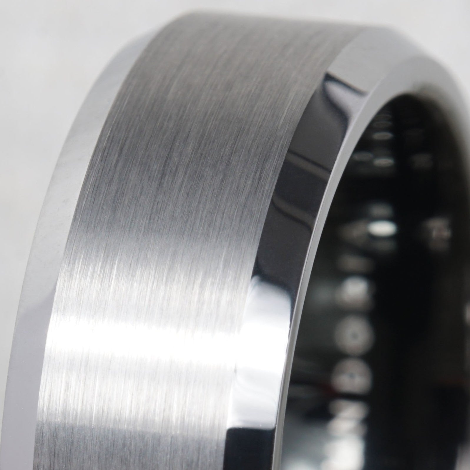 Argentis - Silver Tungsten Ring with Black Sleeve