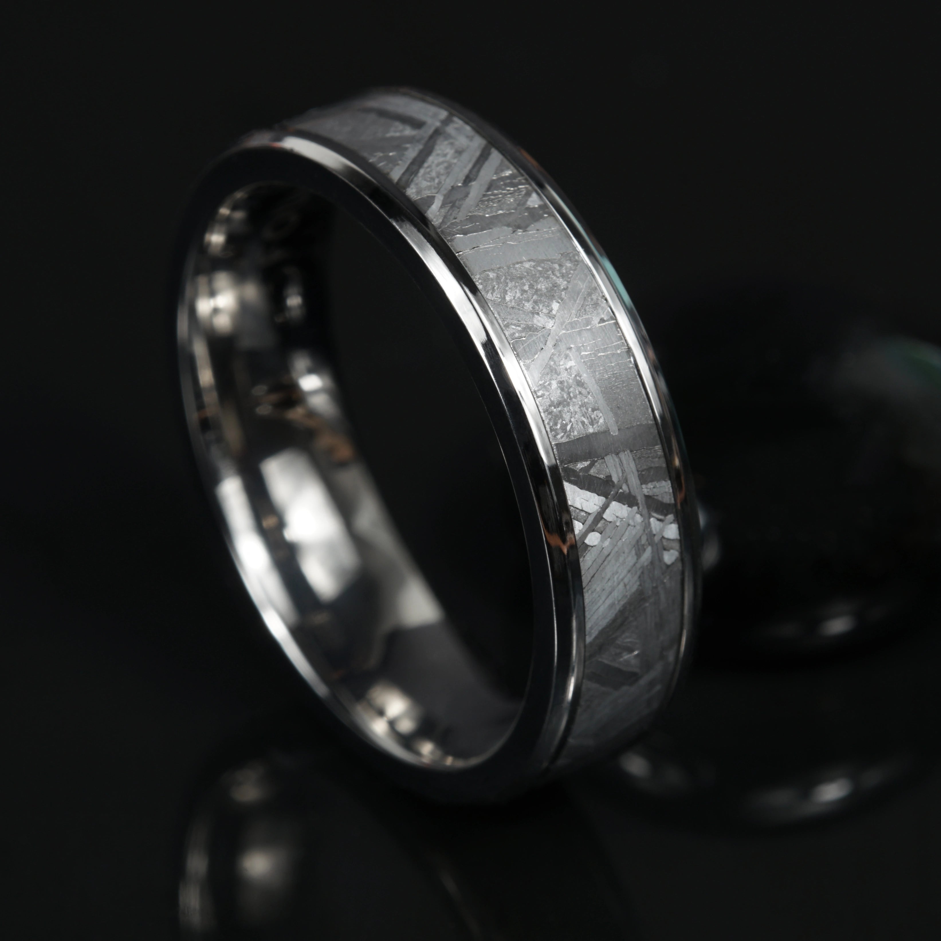 Astraeus - Titanium Ring with Wide Meteorite Inlay