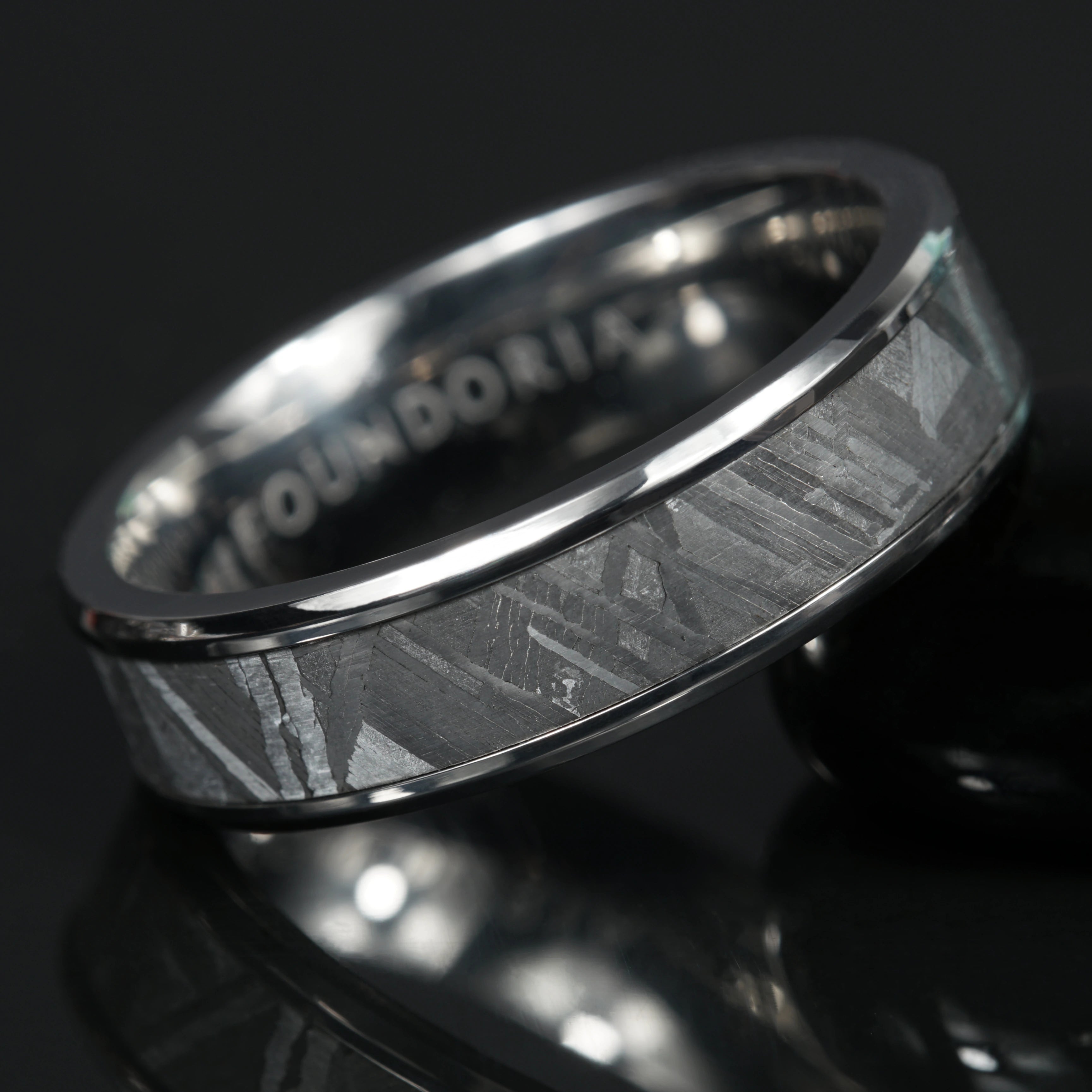 Astraeus - Titanium Ring with Wide Meteorite Inlay