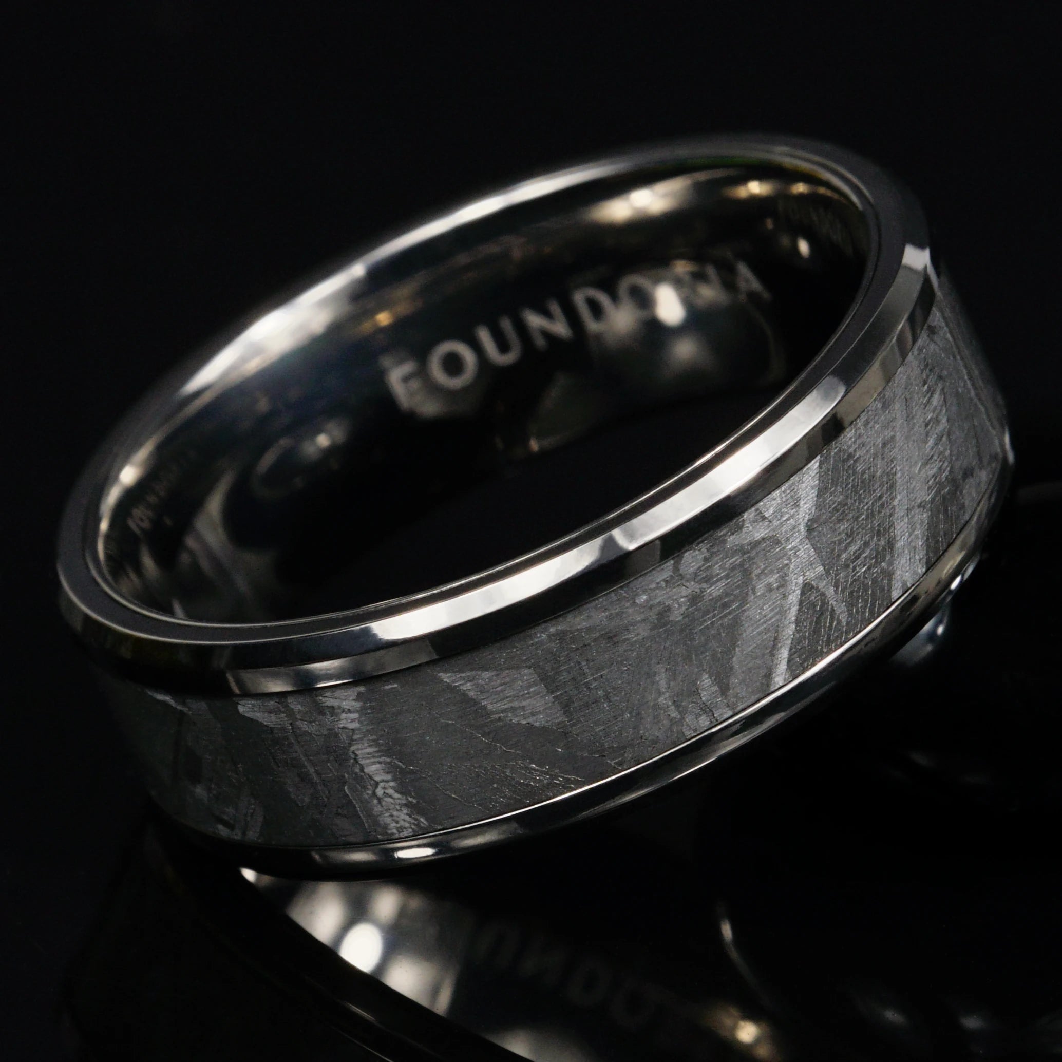 Atlas - Titanium Ring with 5mm Meteorite Inlay
