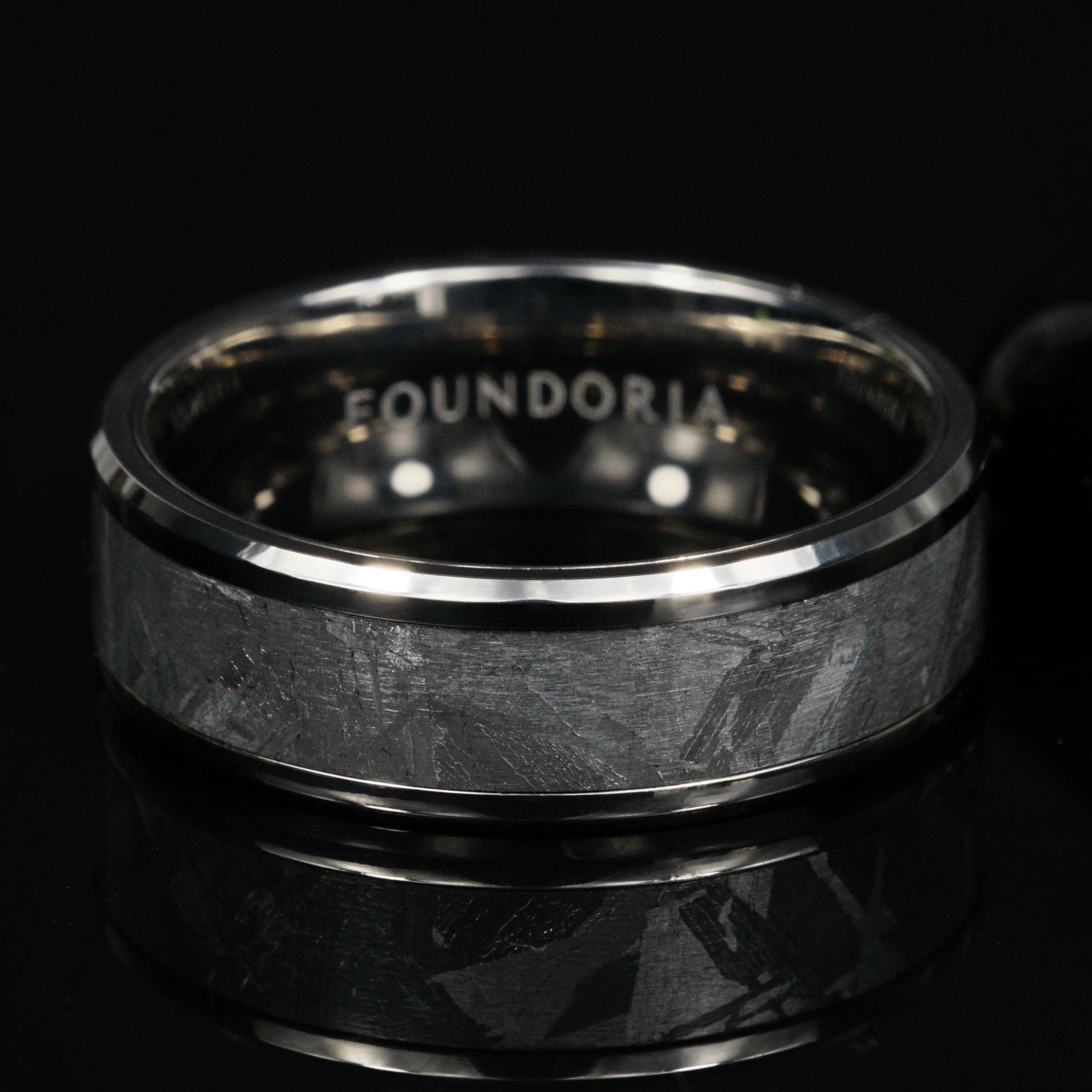 Atlas - Titanium Ring with 5mm Meteorite Inlay