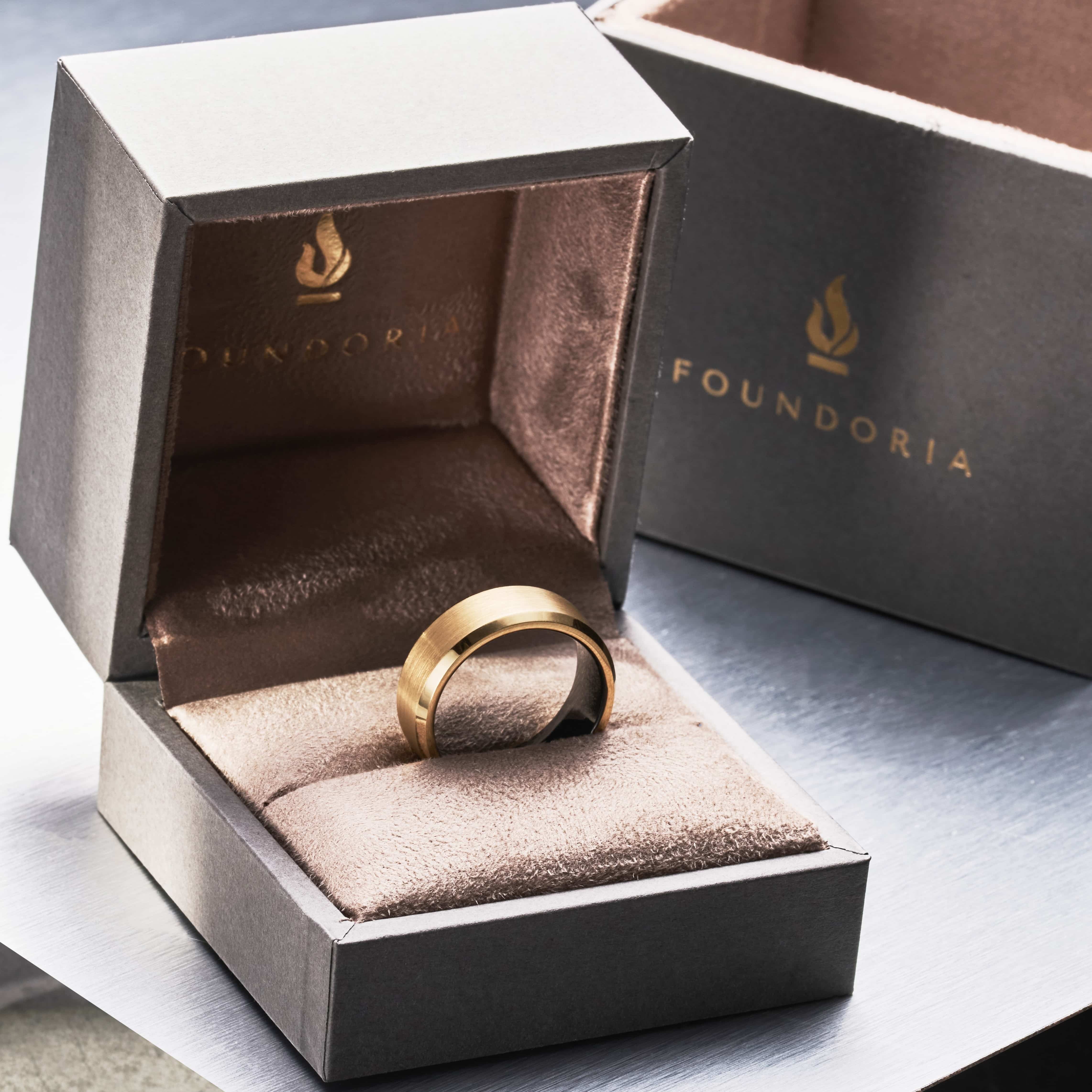 Aurion - 18K Gold Tungsten Ring with Black Sleeve