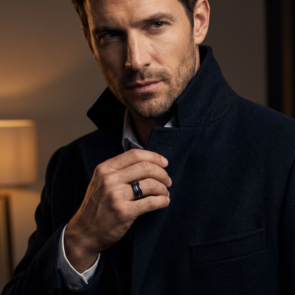 Azure - Tungsten Ring with Blue Sandstone