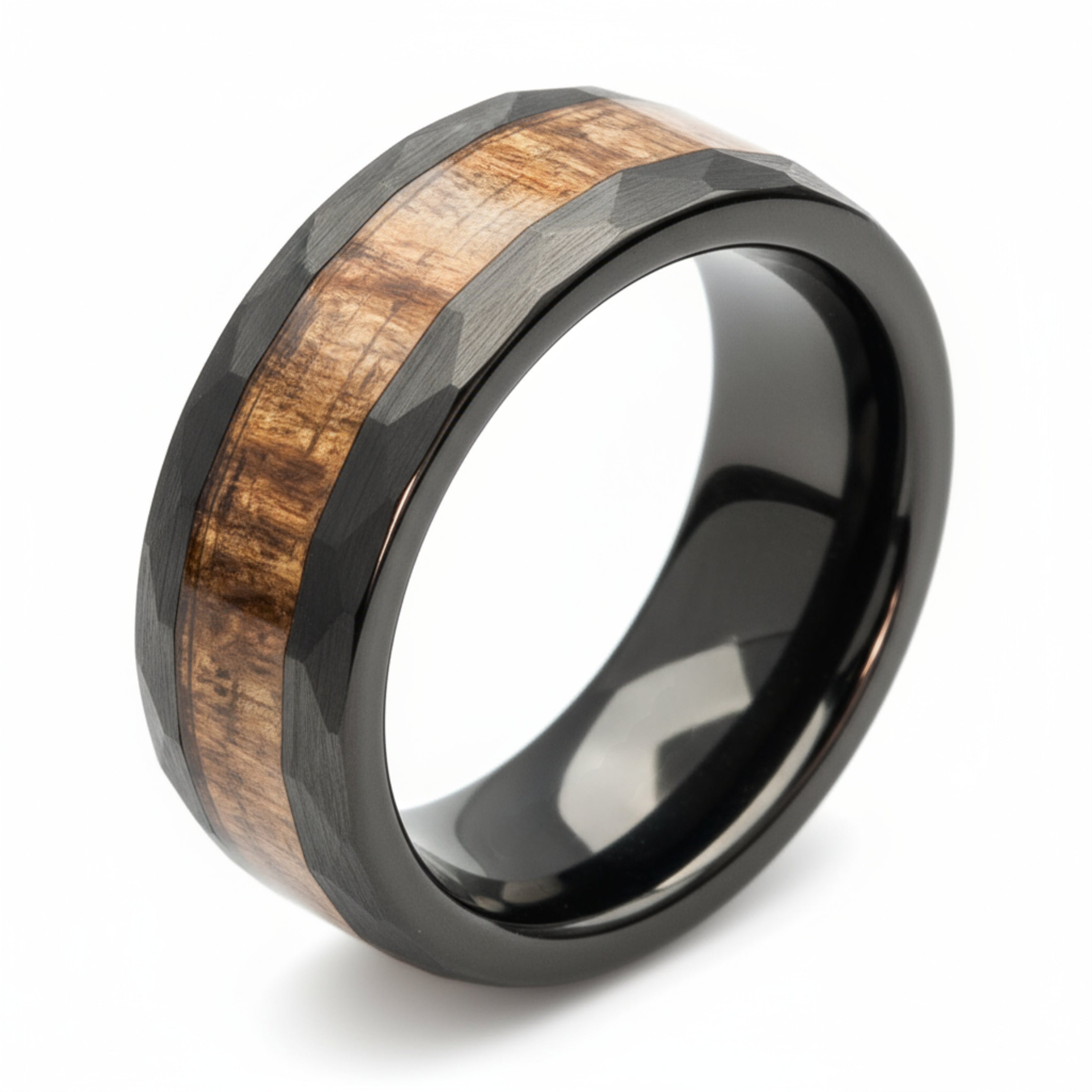 Forge - Hammered Tungsten with Wood