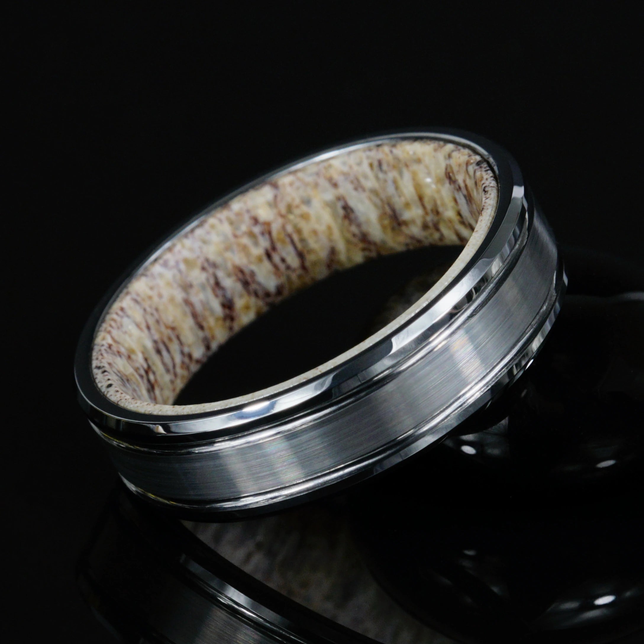 Braemar - Tungsten Ring with Scottish Deer Antler Sleeve