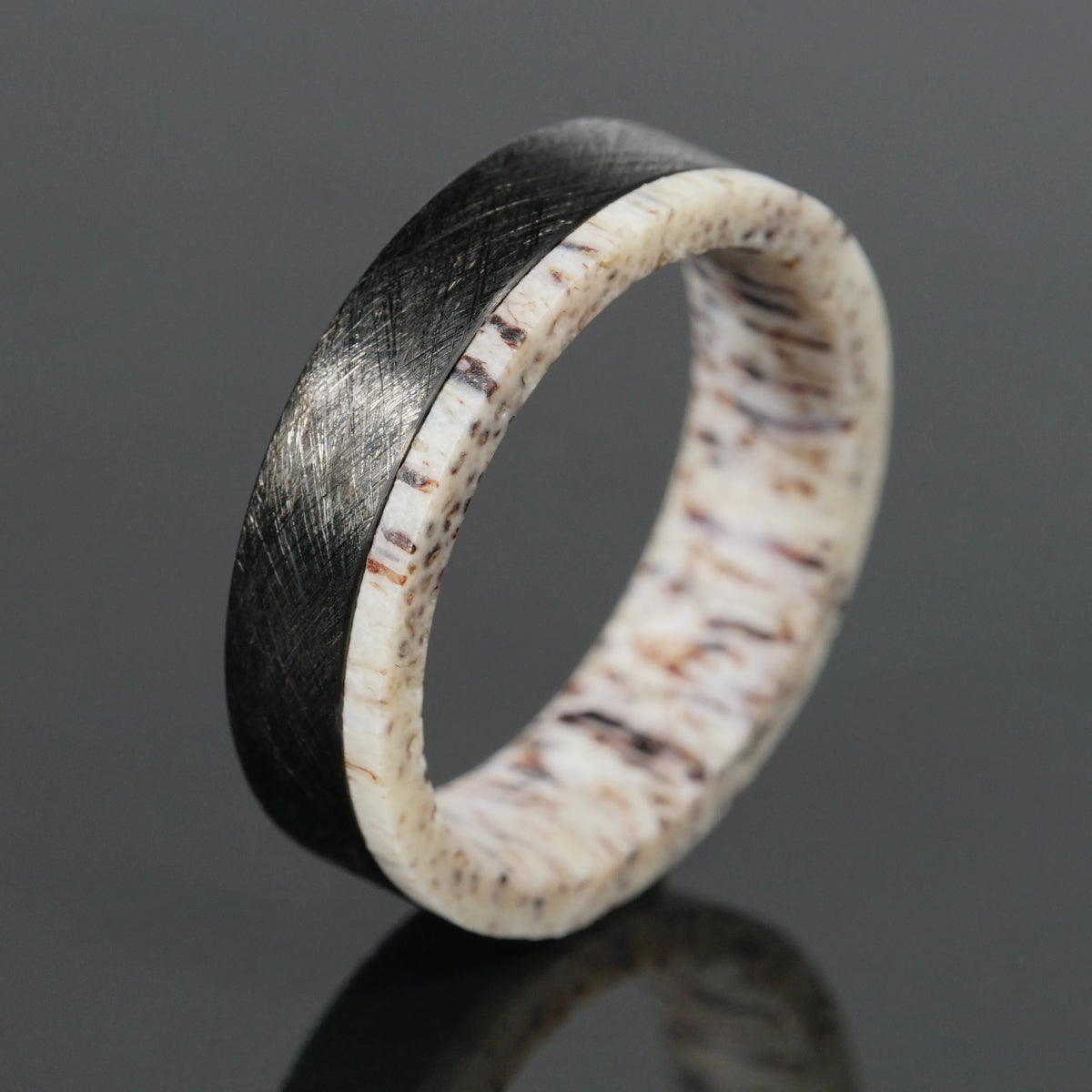 Brow - Deer Antler & Textured Titanium Ring