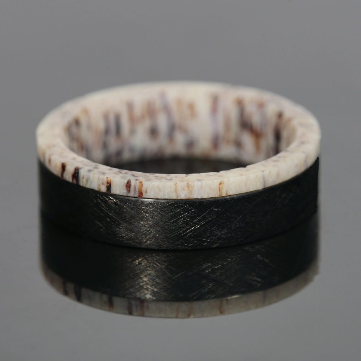 Brow - Deer Antler & Textured Titanium Ring