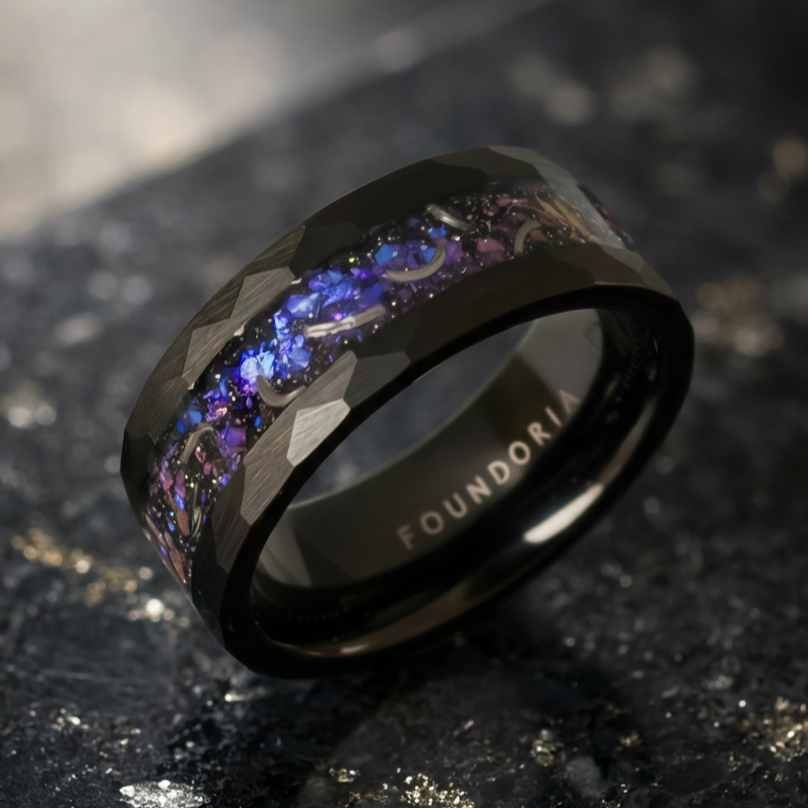 Cosmos - Tungsten Ring with Galaxy Foil - Detail View | Foundoria