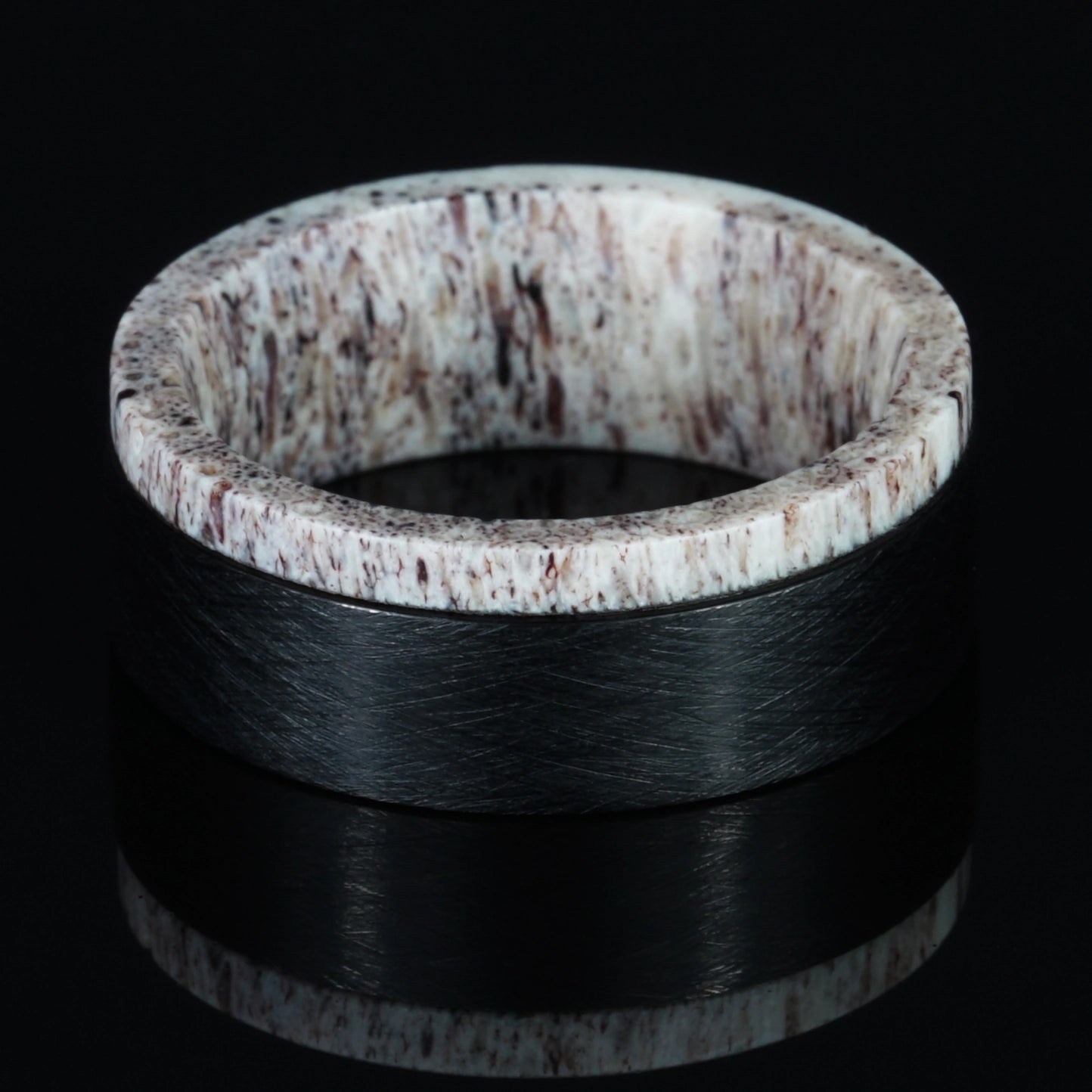 Crest - Deer Antler & Textured Titanium Ring