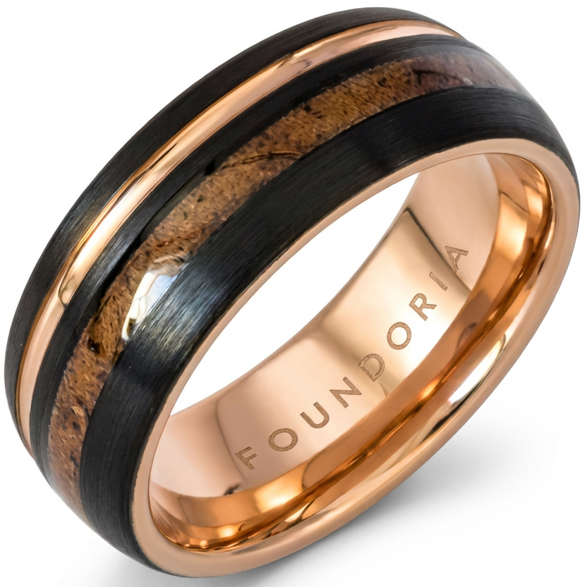 Ember - Black & Rose Gold Tungsten with Wood