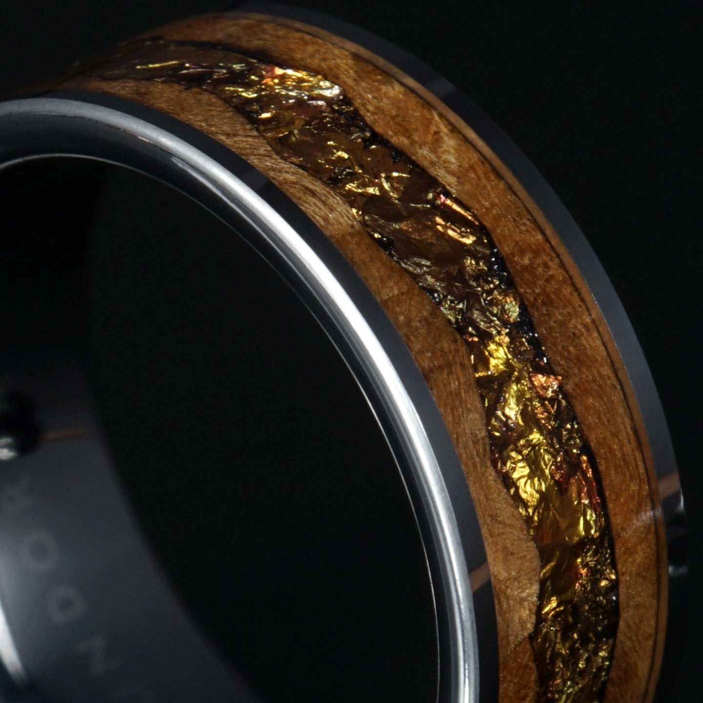 Echelon - Limited Edition Wood Tungsten Ring with Gold Tones