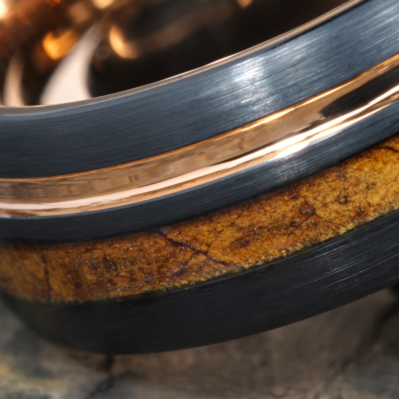 Ember - Black & Rose Gold Tungsten with Wood