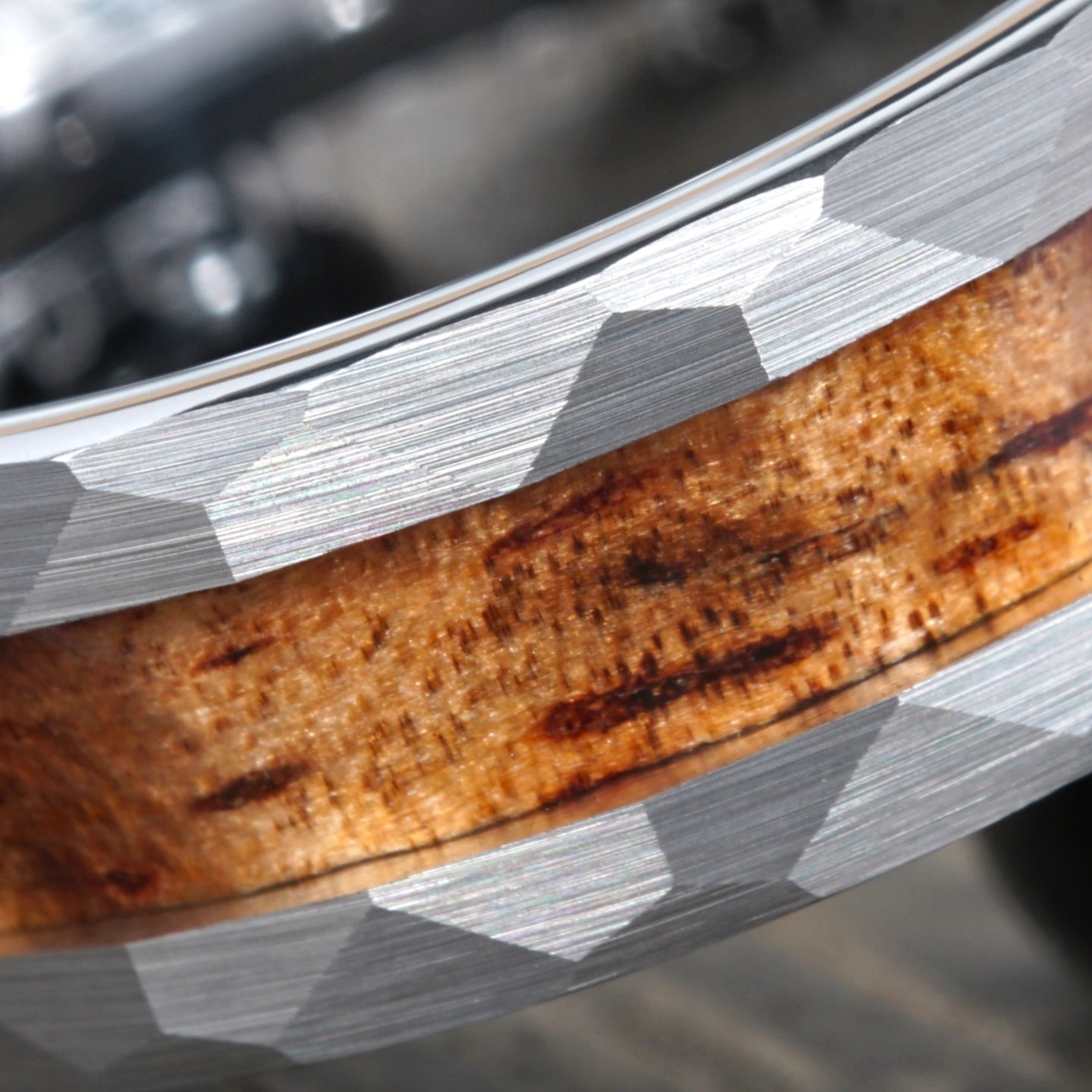 Forge - Hammered Tungsten with Wood