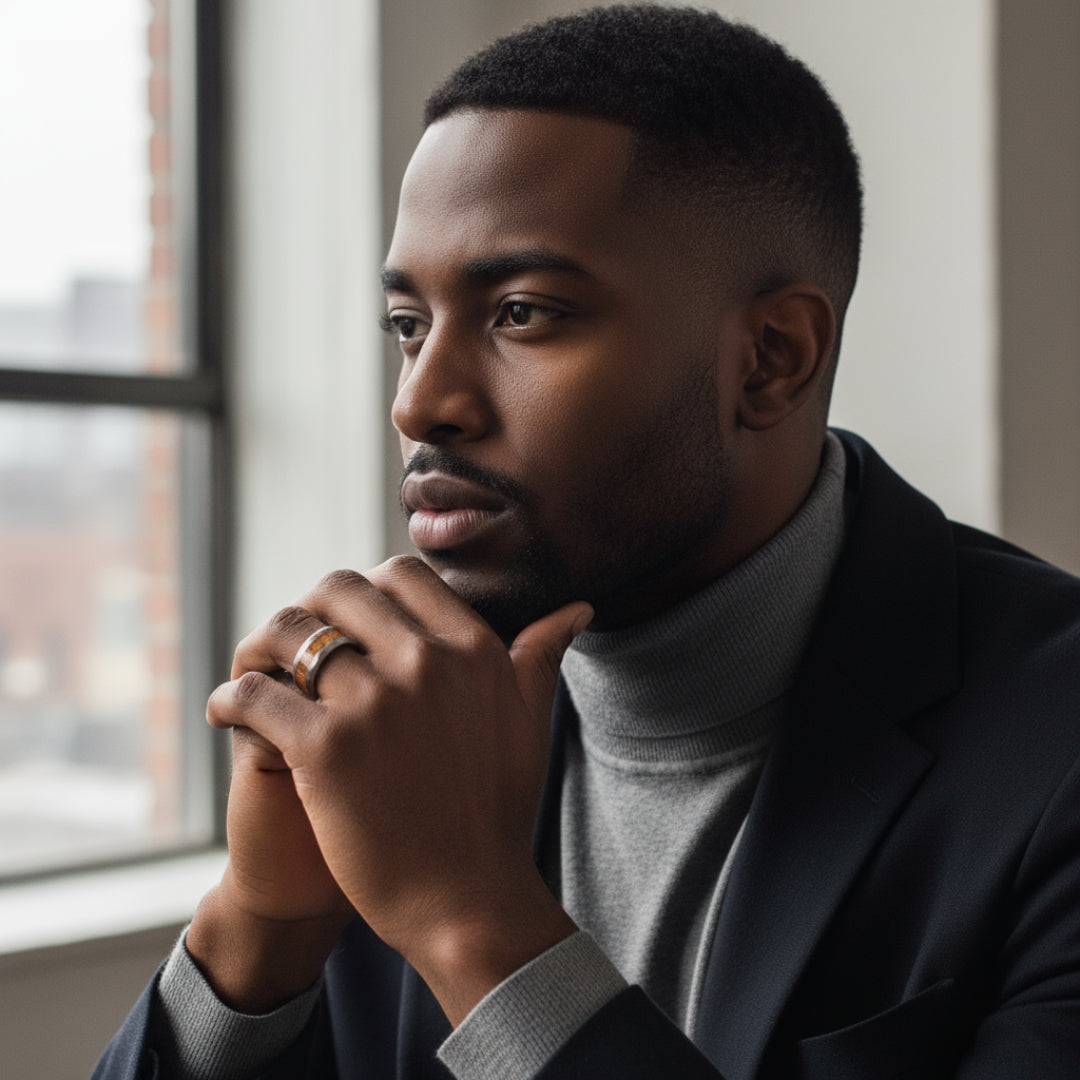 Forge - Hammered Tungsten with Wood