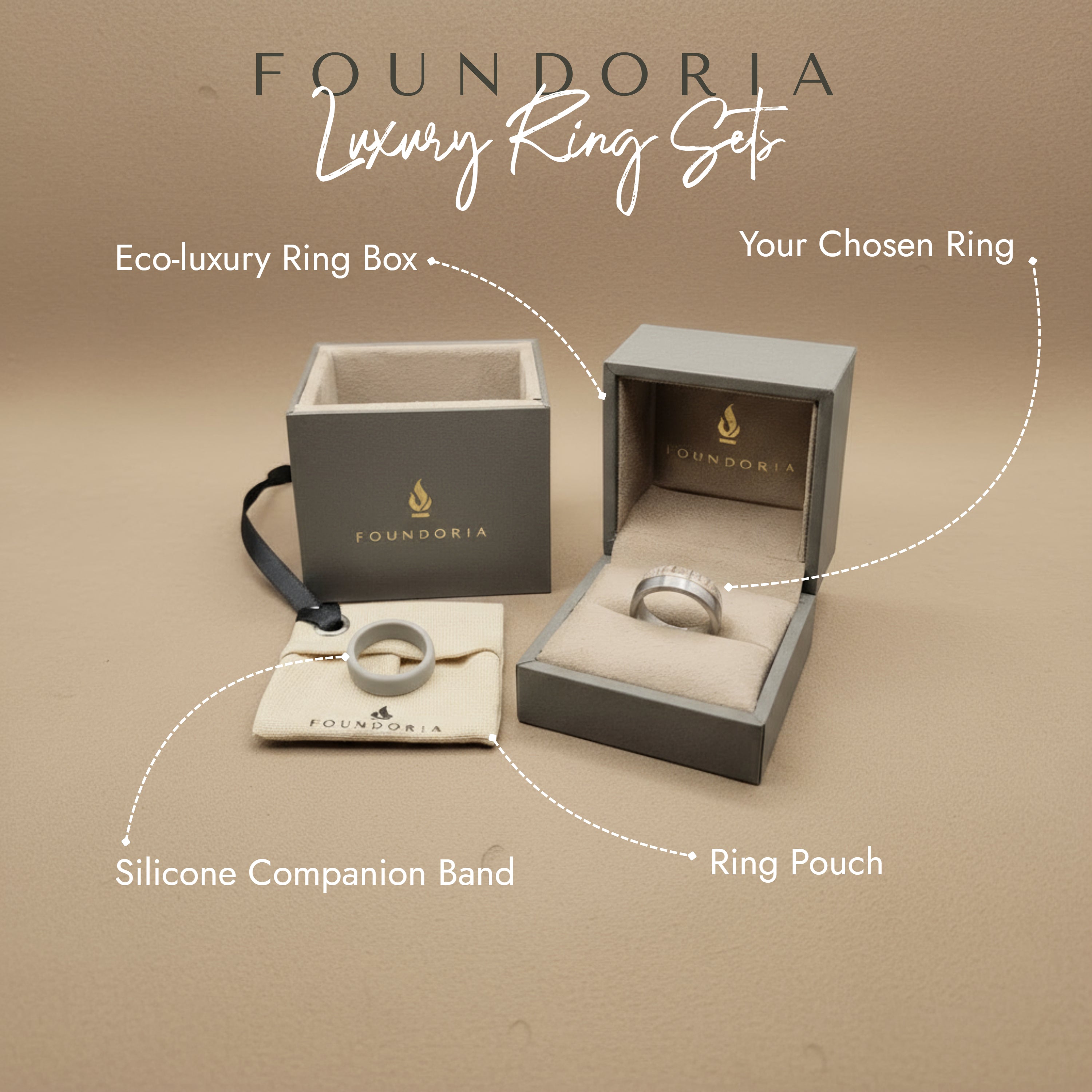 Haven - Deer Antler Tungsten Ring with Rose Gold