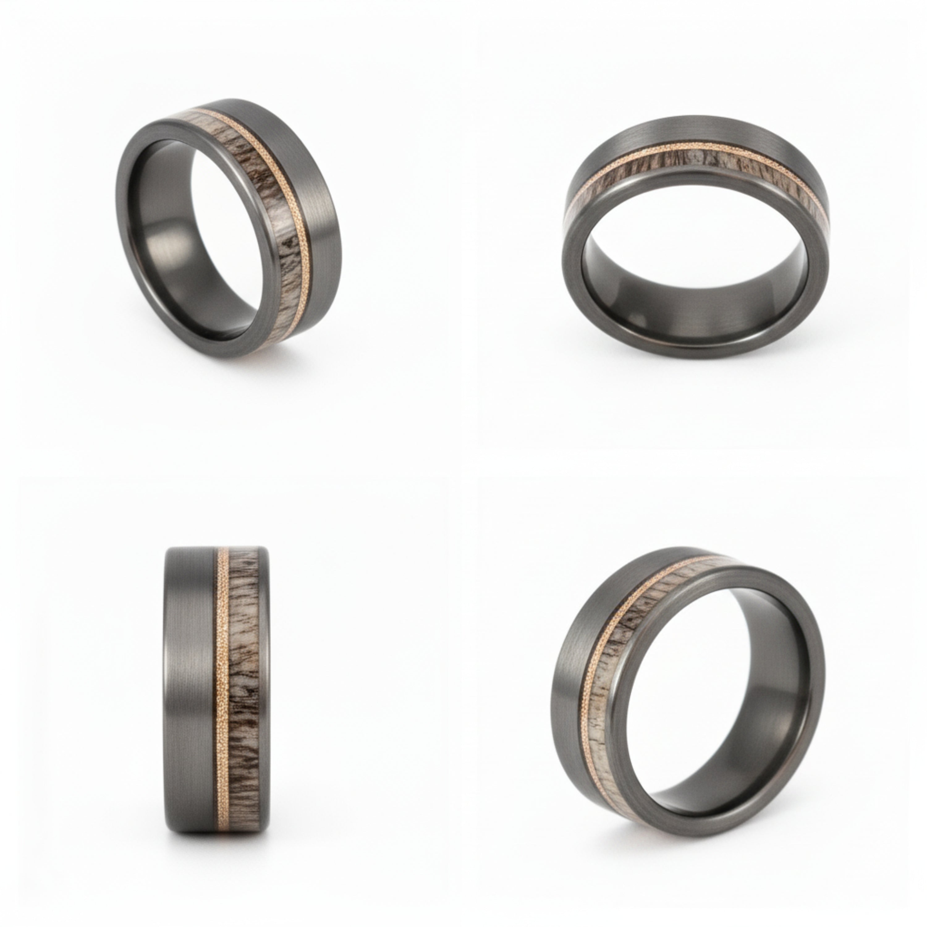 Haven - Deer Antler Tungsten Ring with Rose Gold