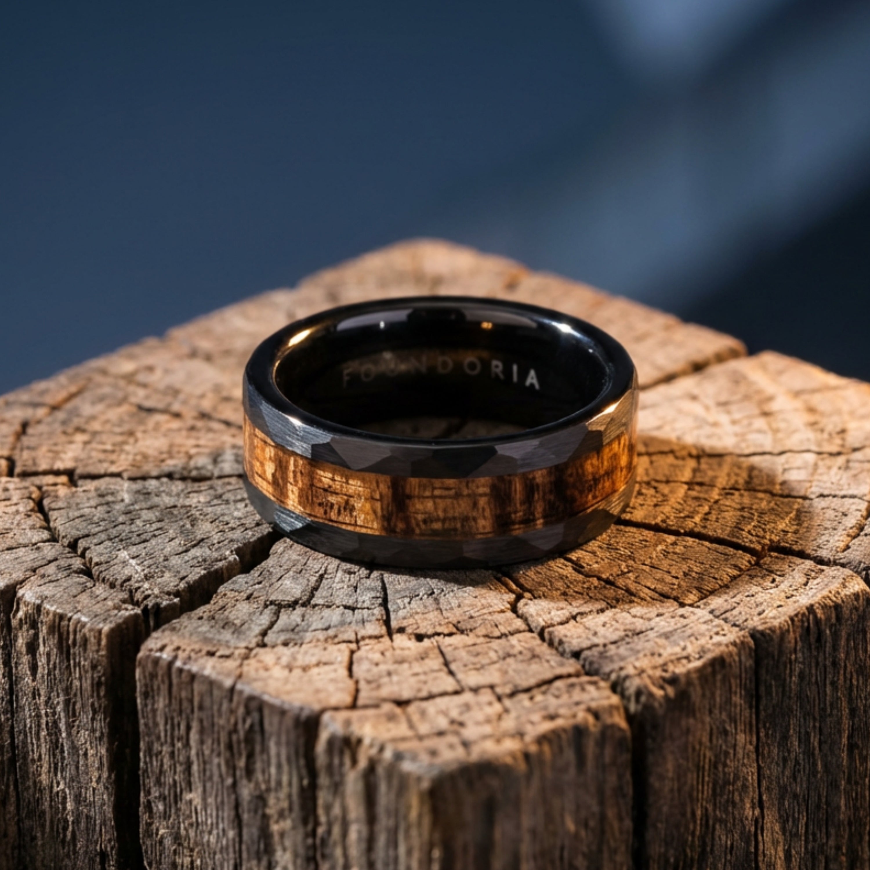 Havenwood - Tungsten Ring with Whiskey Wood - Main Product Image | Foundoria