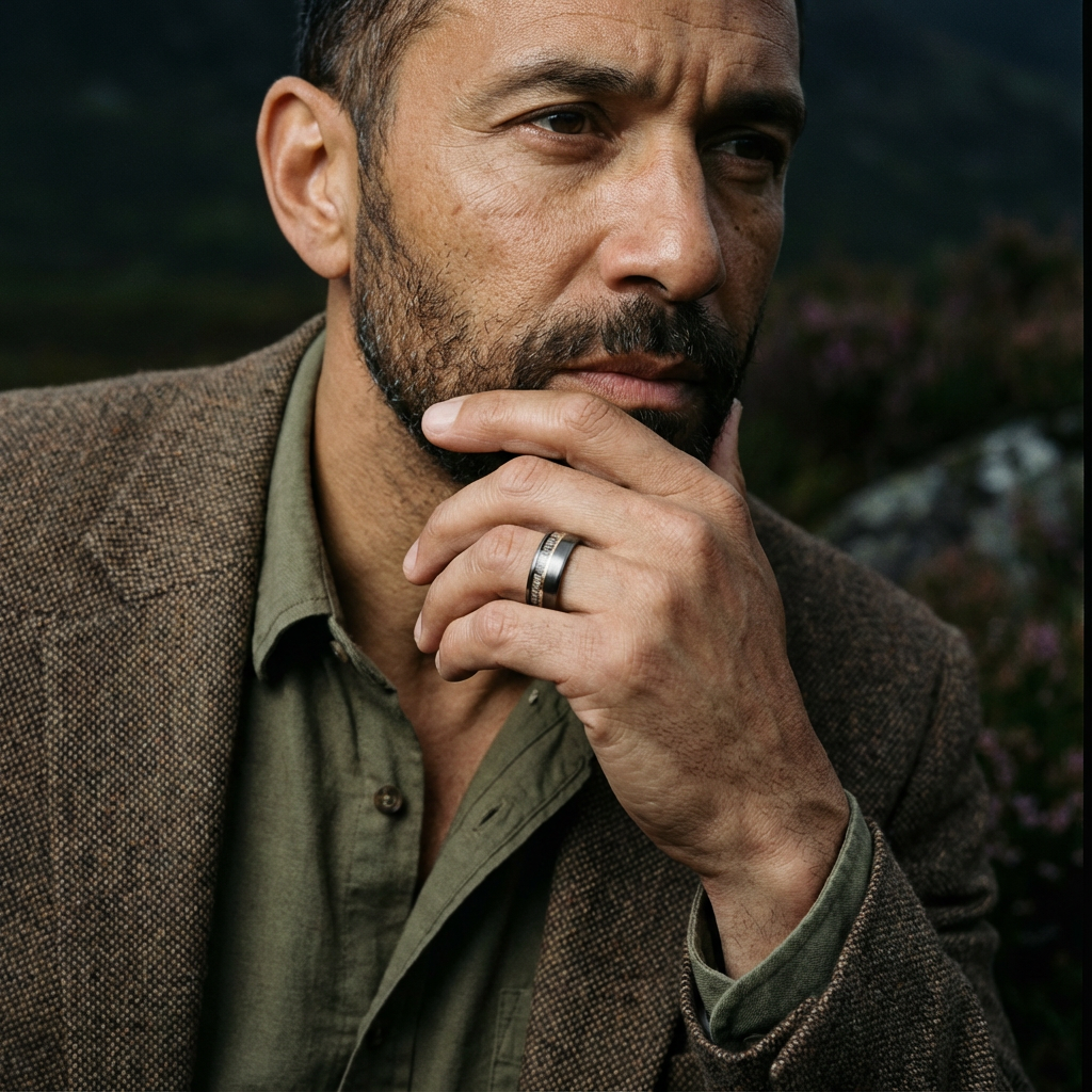 Haven - Deer Antler Tungsten Ring with Rose Gold