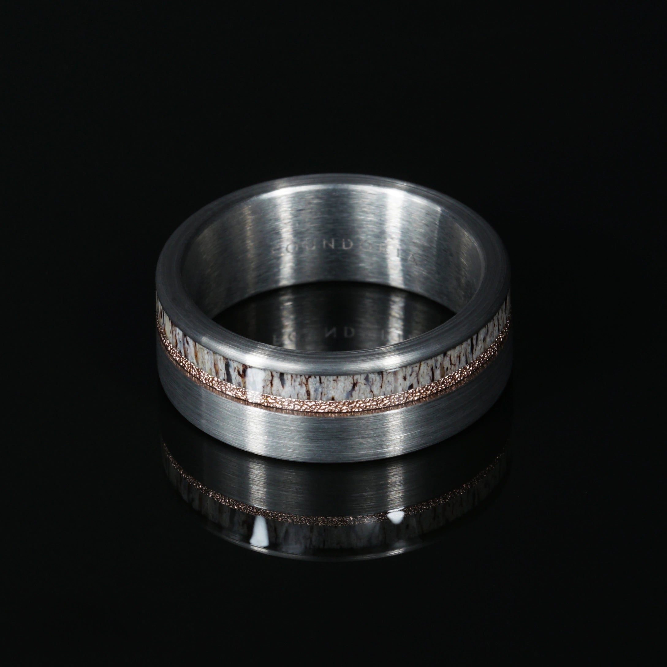 Haven - Deer Antler Tungsten Ring with Rose Gold