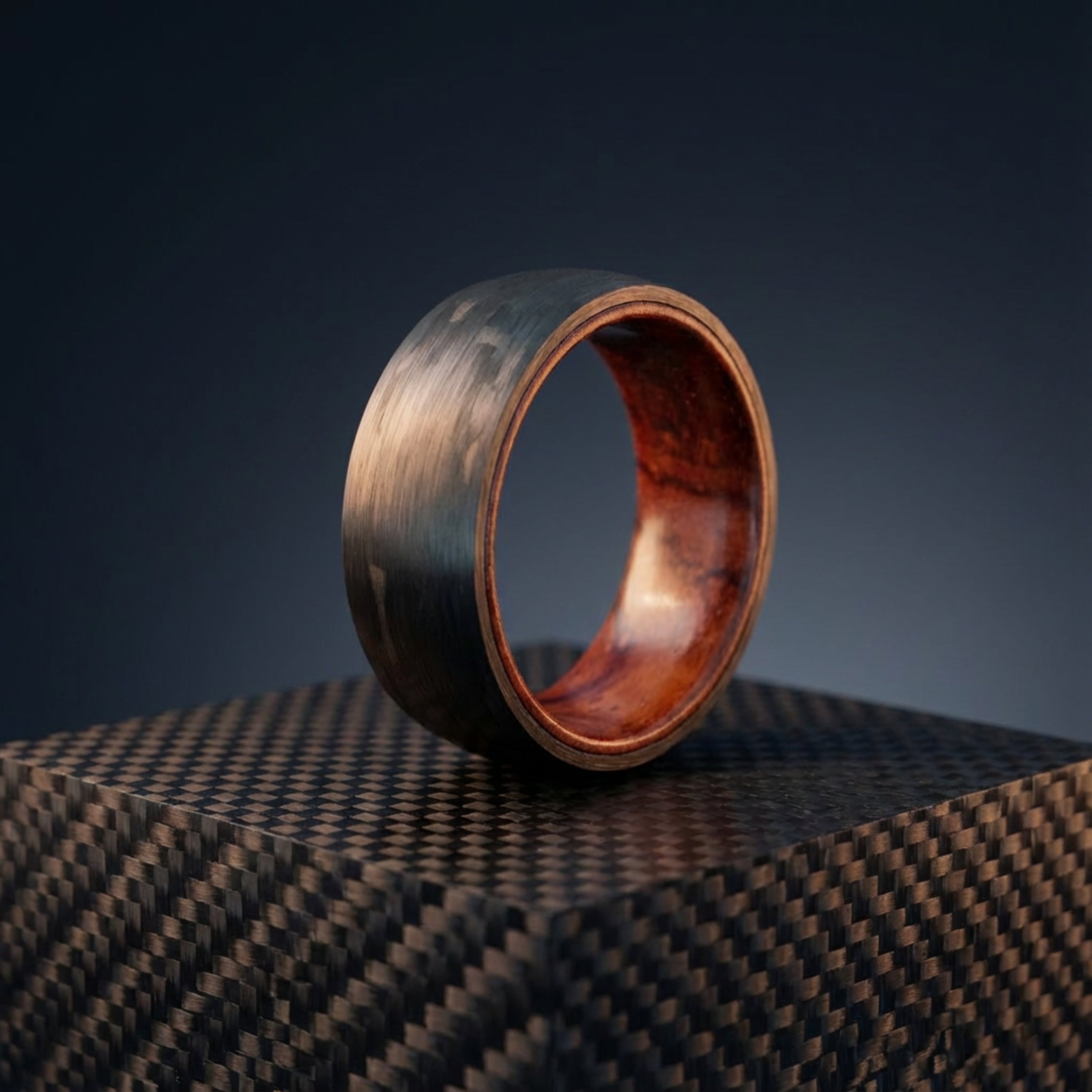 Onyx - Carbon Fibre Ring with Wood - Main Product Image | Foundoria