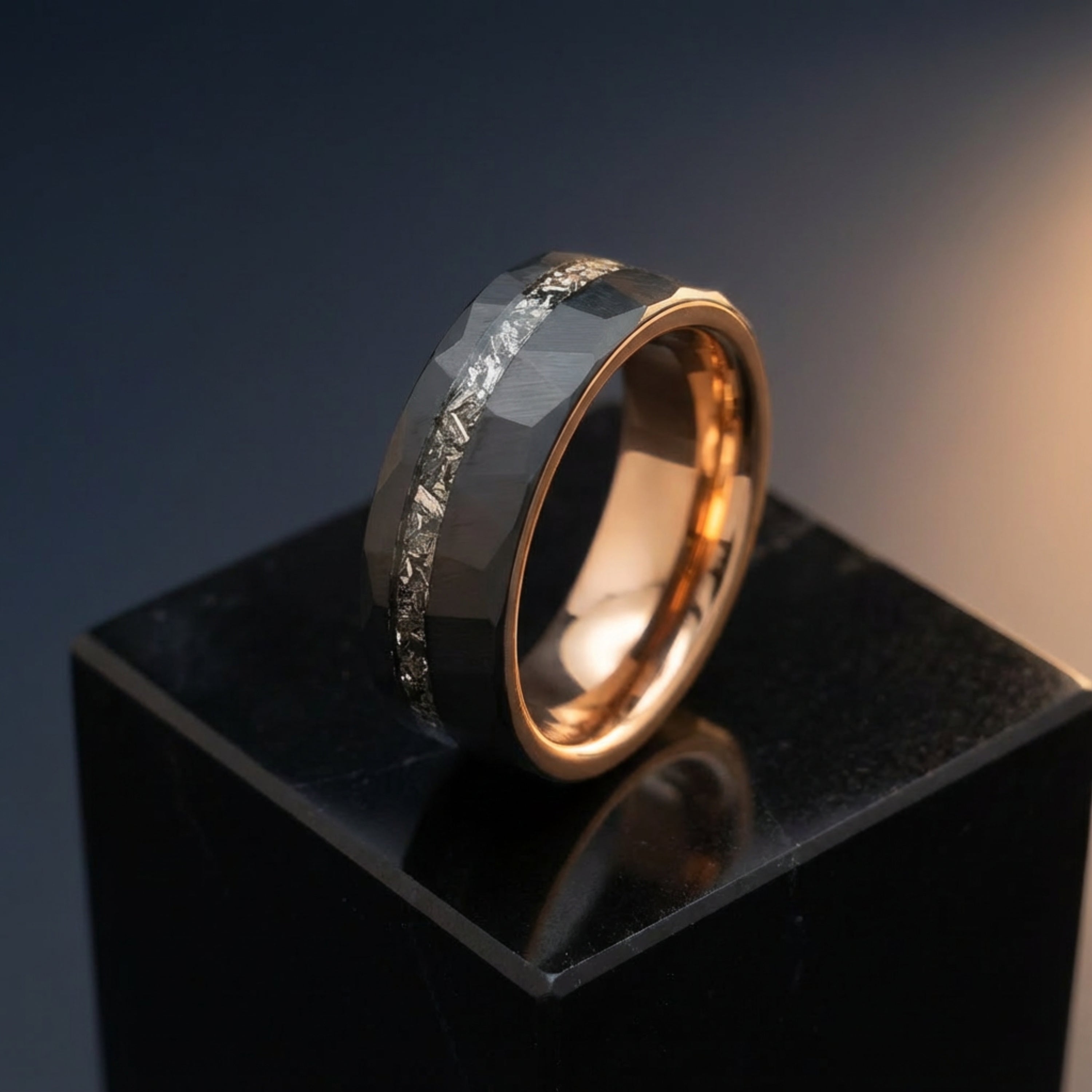 Orion - Black Tungsten Ring with Meteorite - Main Product Image | Foundoria