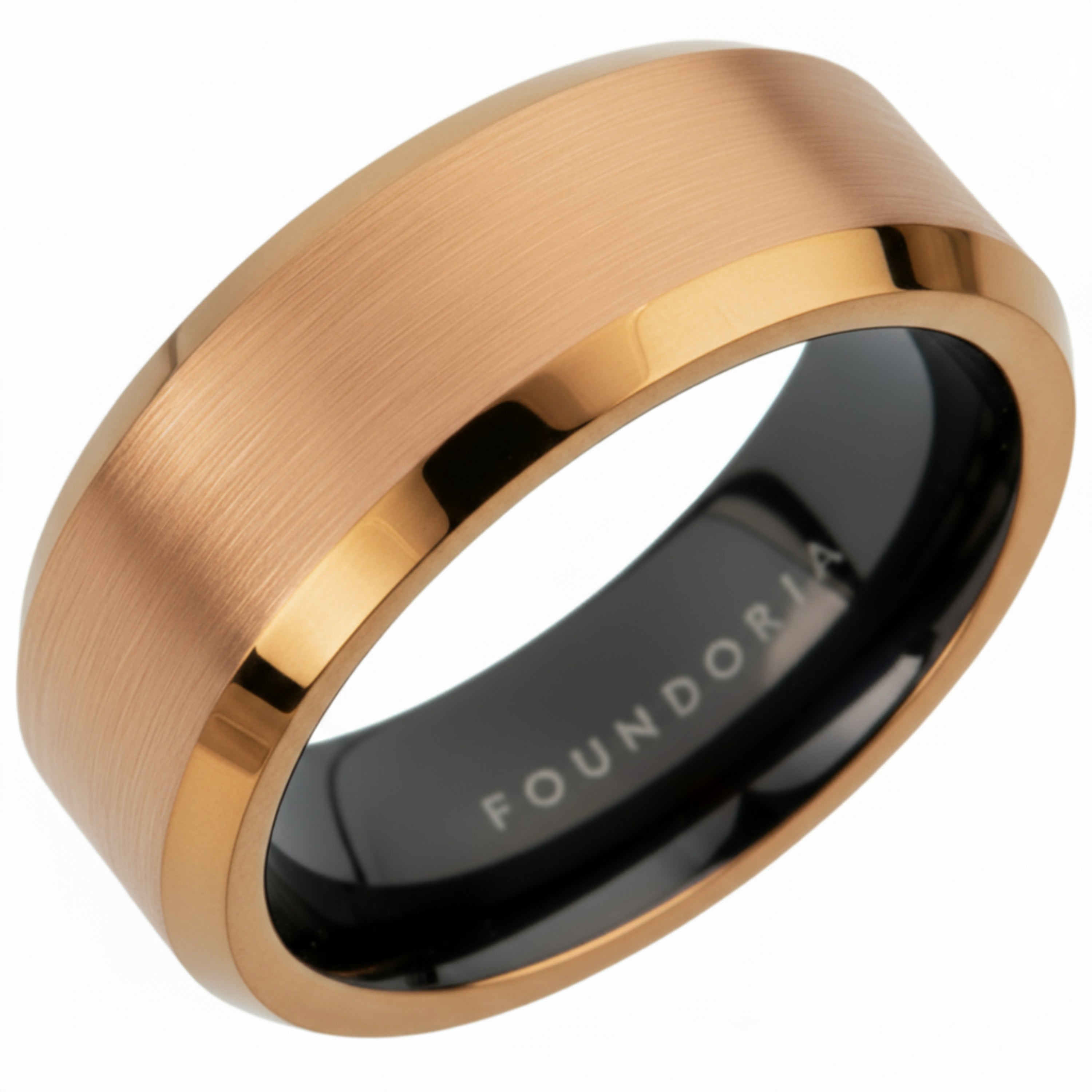 Roseon - 18K Rose Gold Tungsten Ring with Black Sleeve