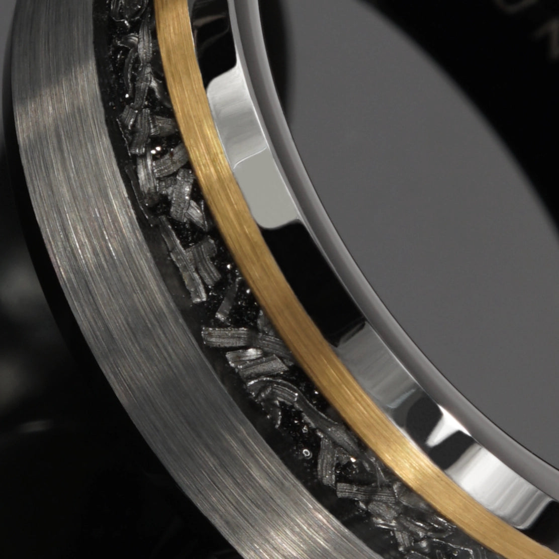 Stellar - Two-Tone Tungsten Ring with Meteorite