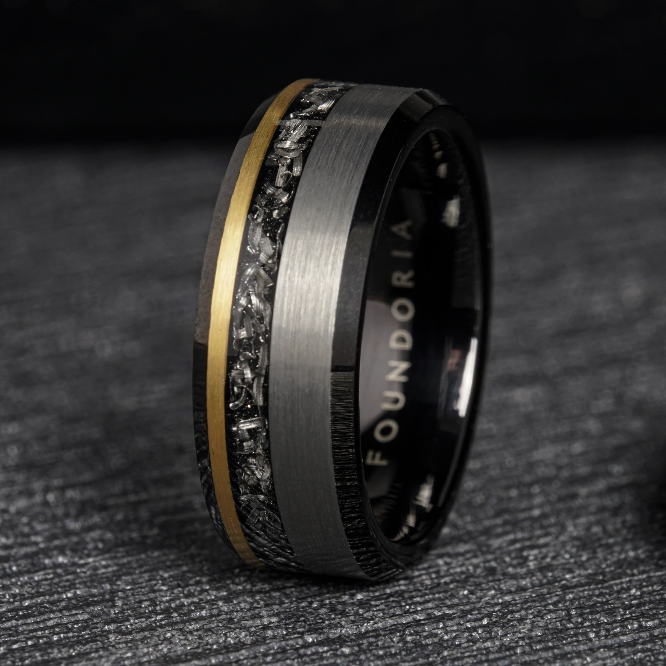 Stellar - Two-Tone Tungsten Ring with Meteorite