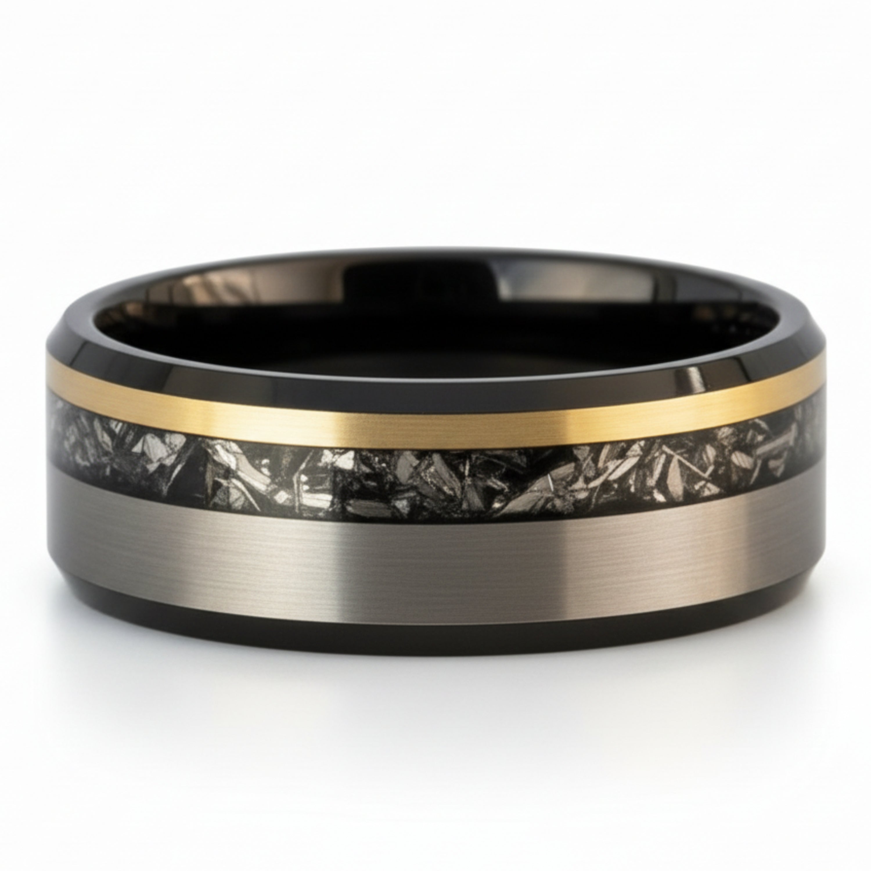 Stellar - Two-Tone Tungsten Ring with Meteorite