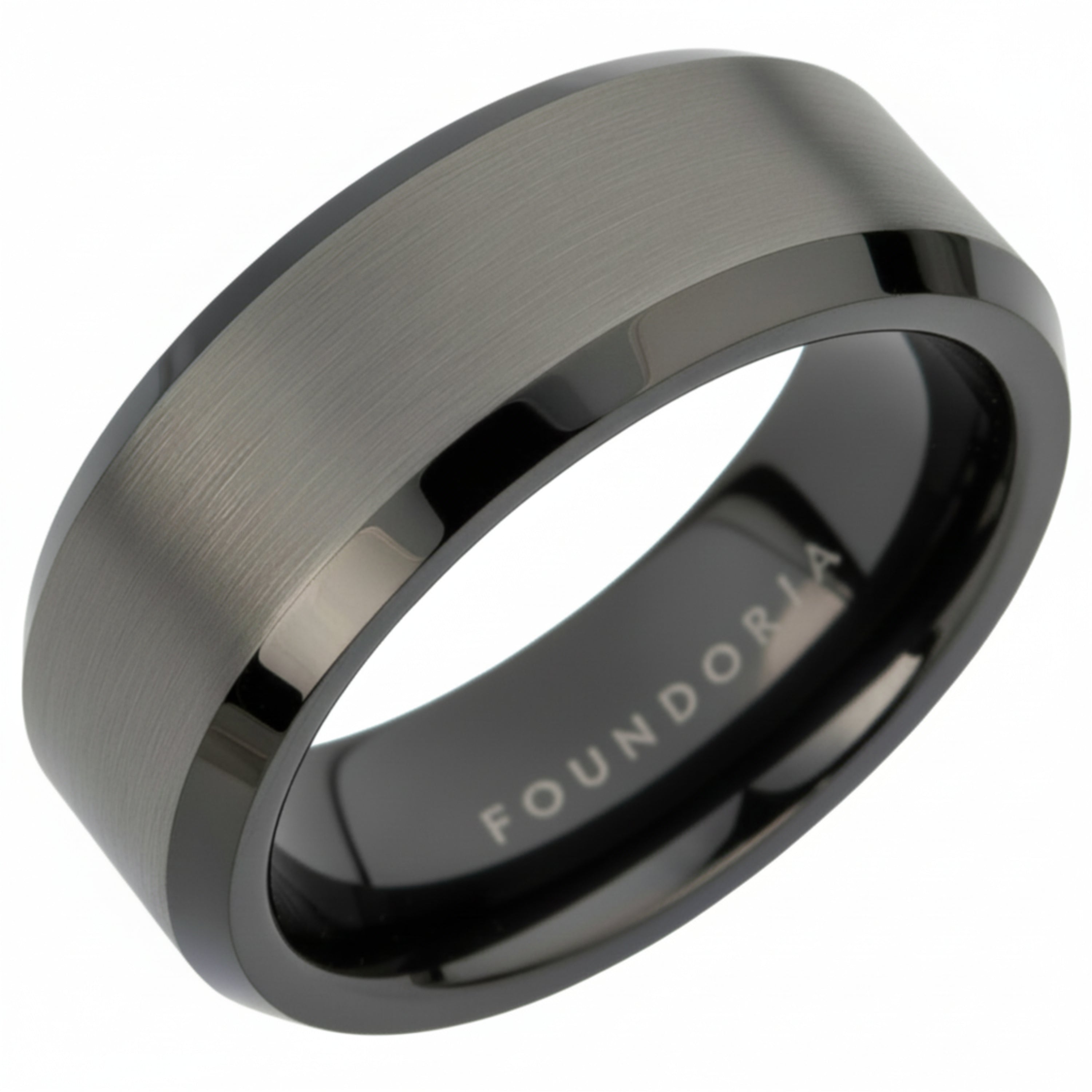 Titanis - Gunmetal Tungsten Ring with Black Sleeve