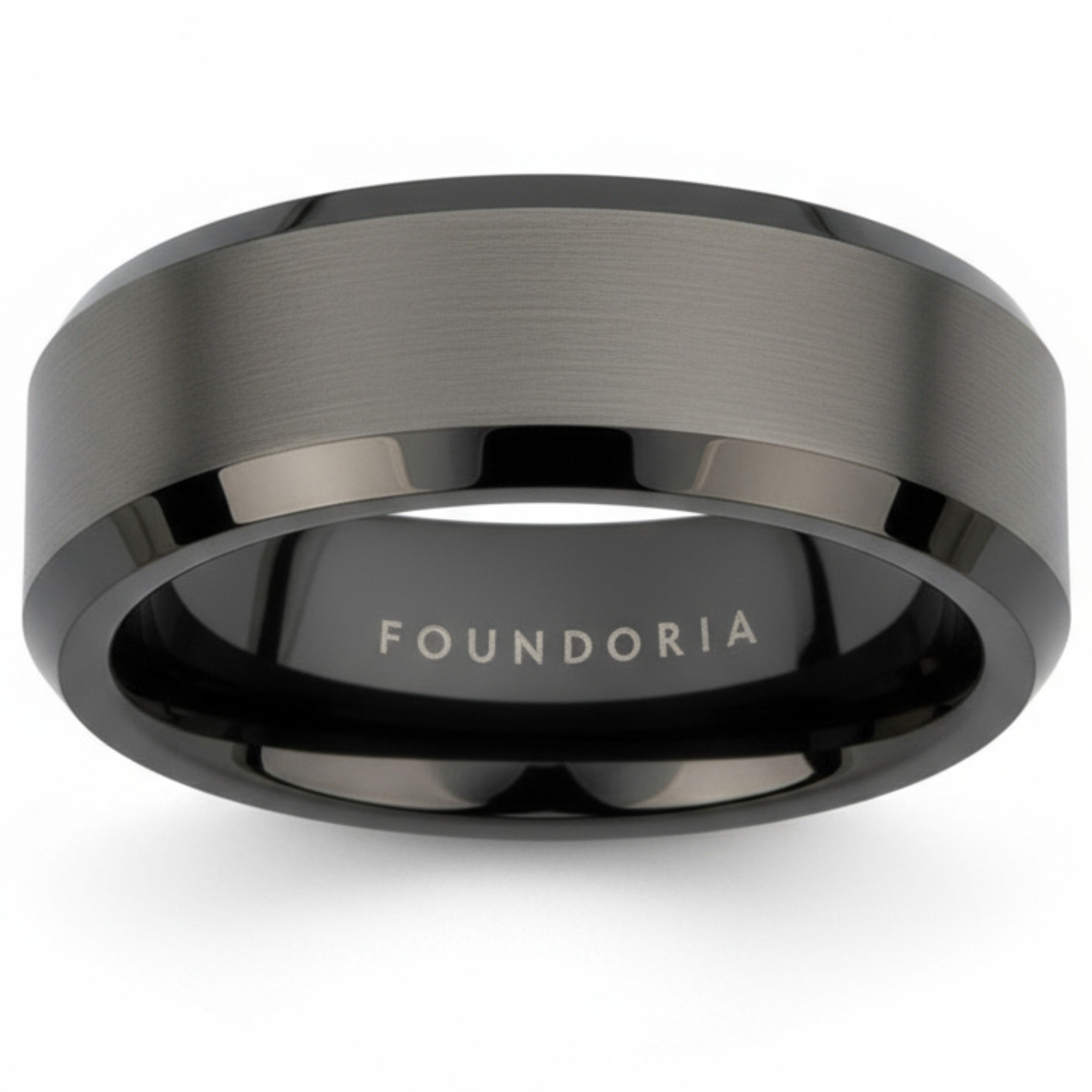 Titanis - Gunmetal Tungsten Ring with Black Sleeve
