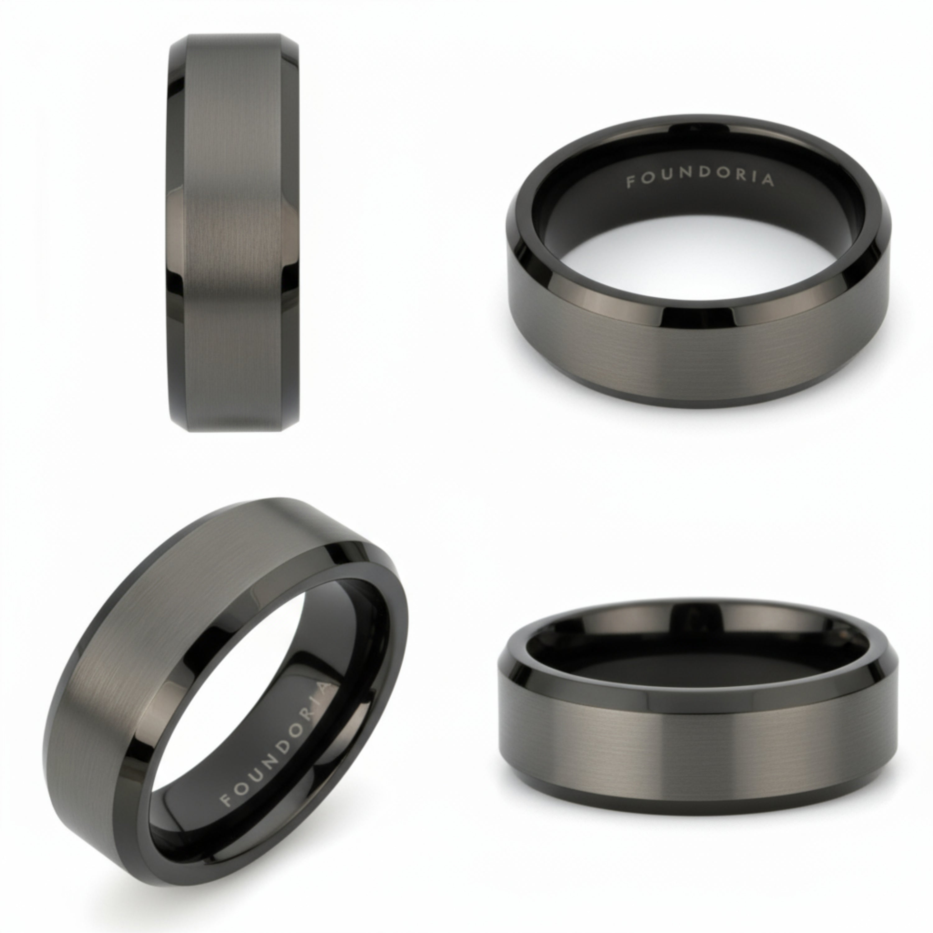 Titanis - Gunmetal Tungsten Ring with Black Sleeve