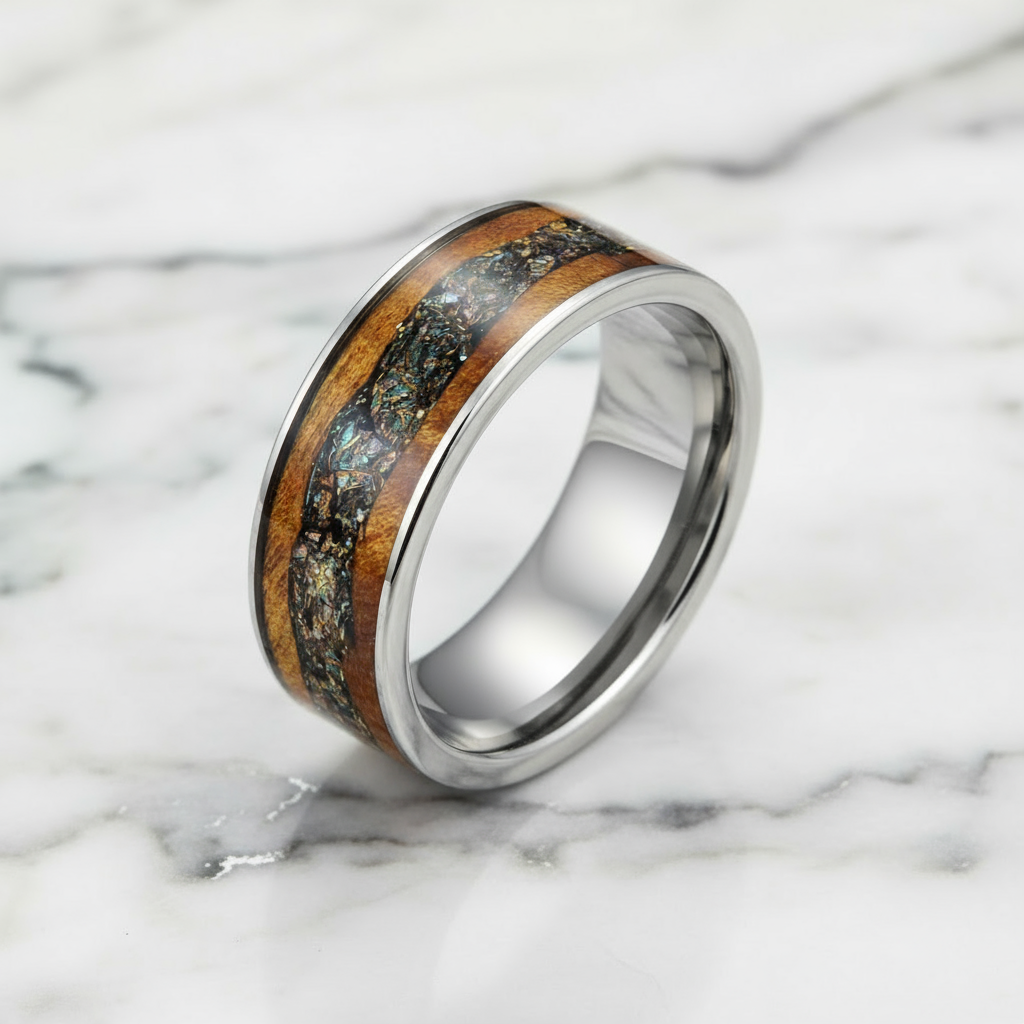WOODWELD Men's Modern Ring - Handmade Tungsten and Wood | Foundoria