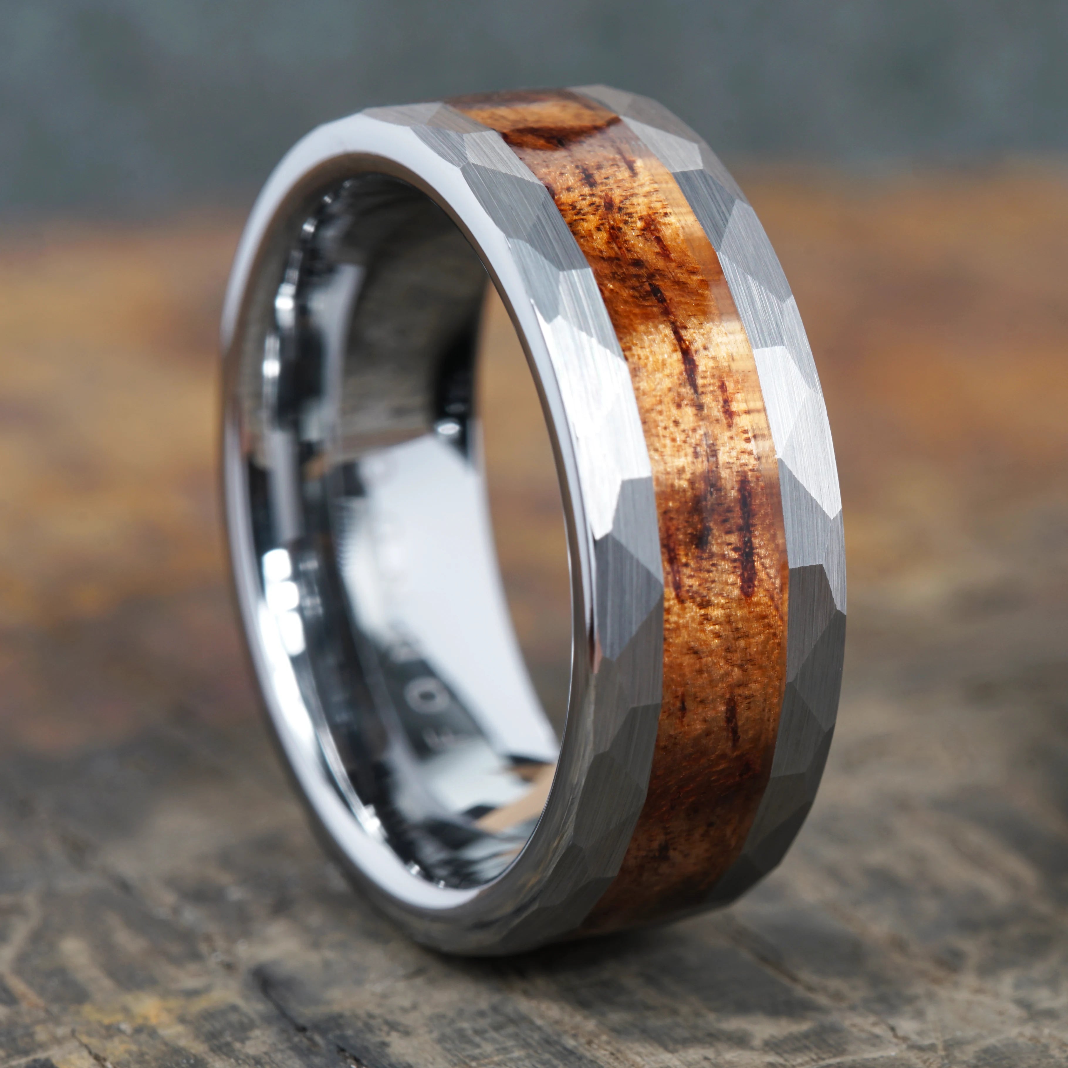 Forge - Hammered Tungsten with Wood