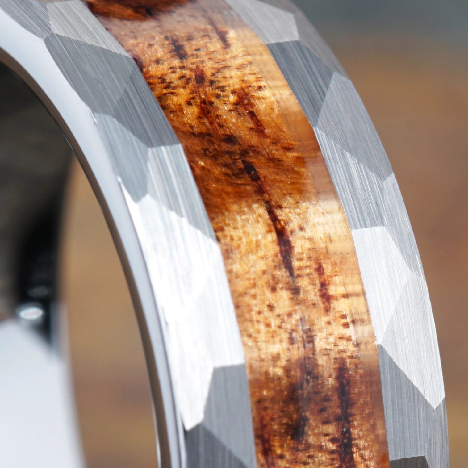 Forge - Hammered Tungsten with Wood