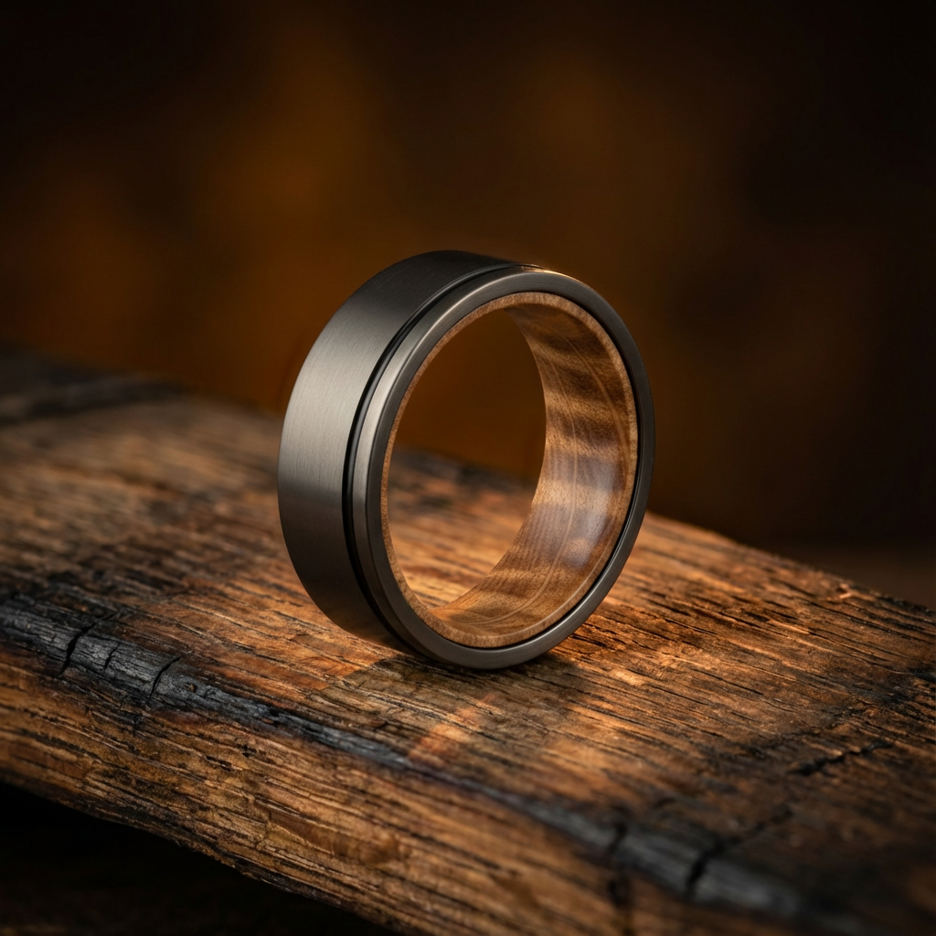 Vantage - Matte Grey Tungsten with Whiskey Barrel Wood