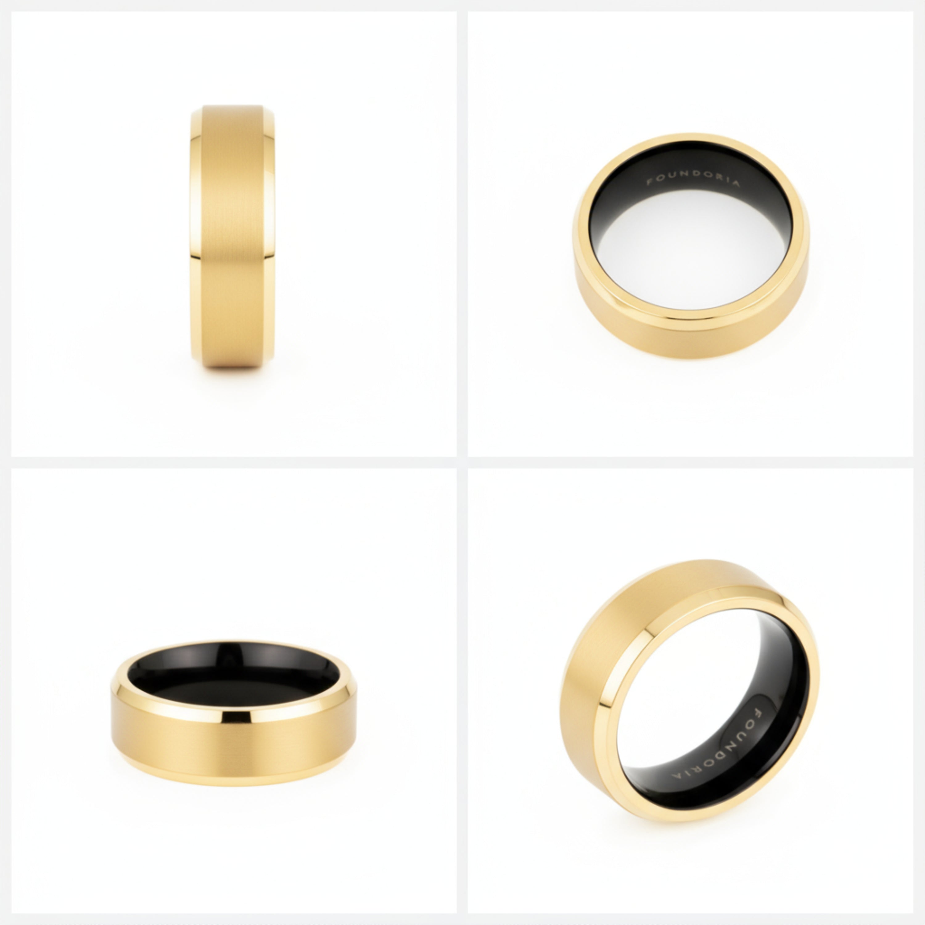Aurion - 18K Gold Tungsten Ring with Black Sleeve