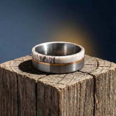 Antleris - Silver Tungsten Ring with Wide Antler - Main Product Image | Foundoria